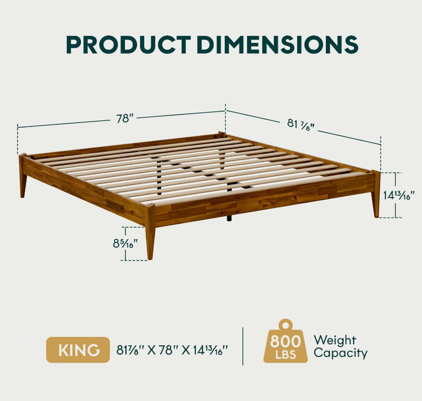 King Size Acacia Wood Bed Frame - New in box - photo 2