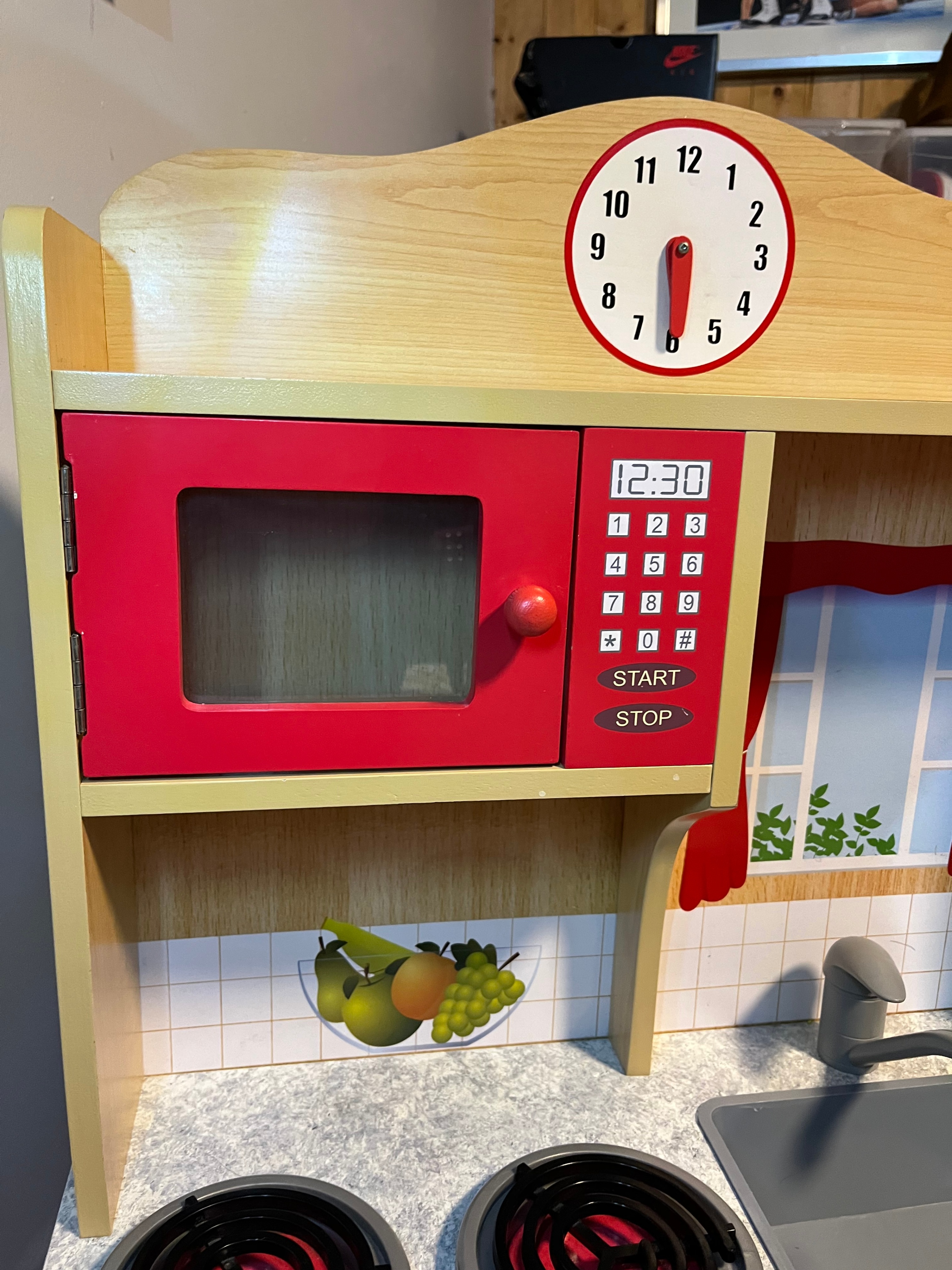 Wooden Kids Play Kitchen with Microwave, Sink & Storage - photo 4