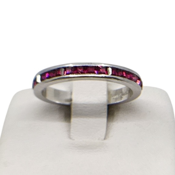 vintage sterling silver ruby rhinestone band ring - GM315 - photo 2