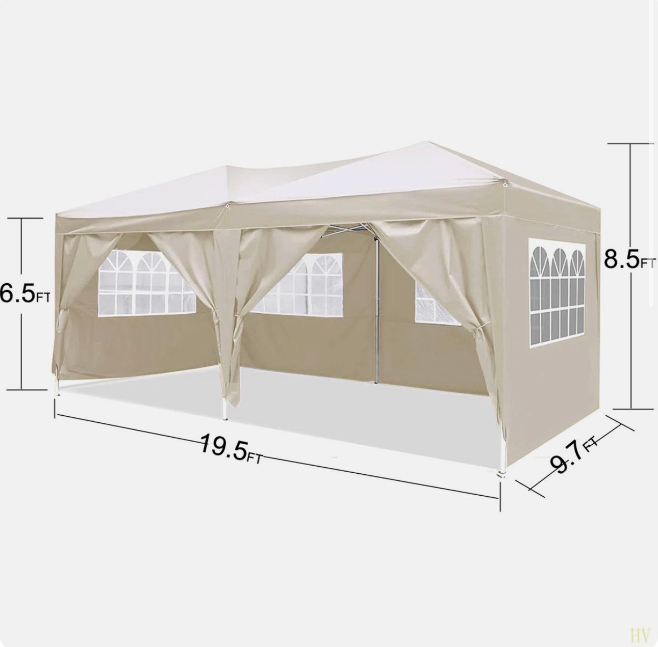 10'X20' Pop Up Canopy 6 Removable Sides Carry Bag Water/UV Proof - photo 2