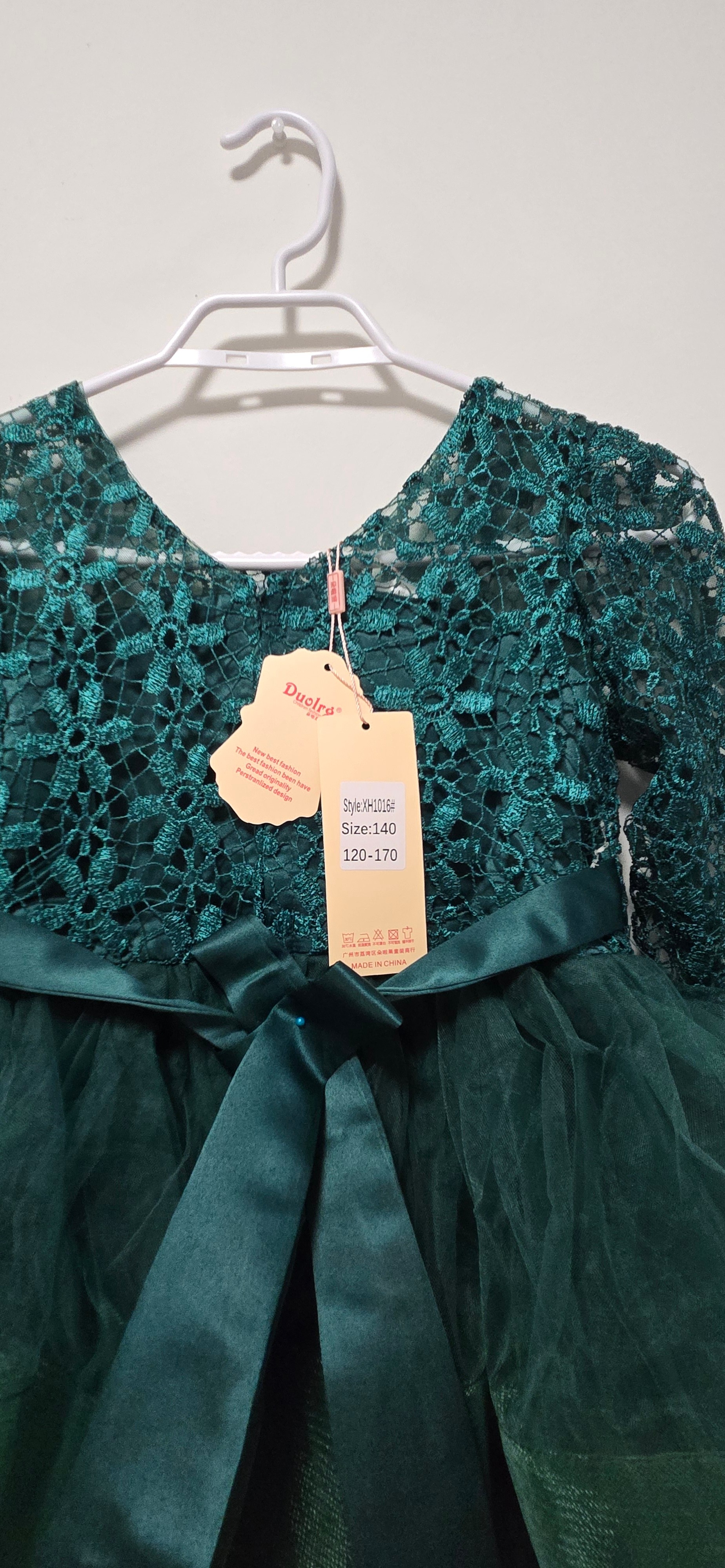 Duolra Girls' Emerald Green Lace Dress : XH1016 - photo 3