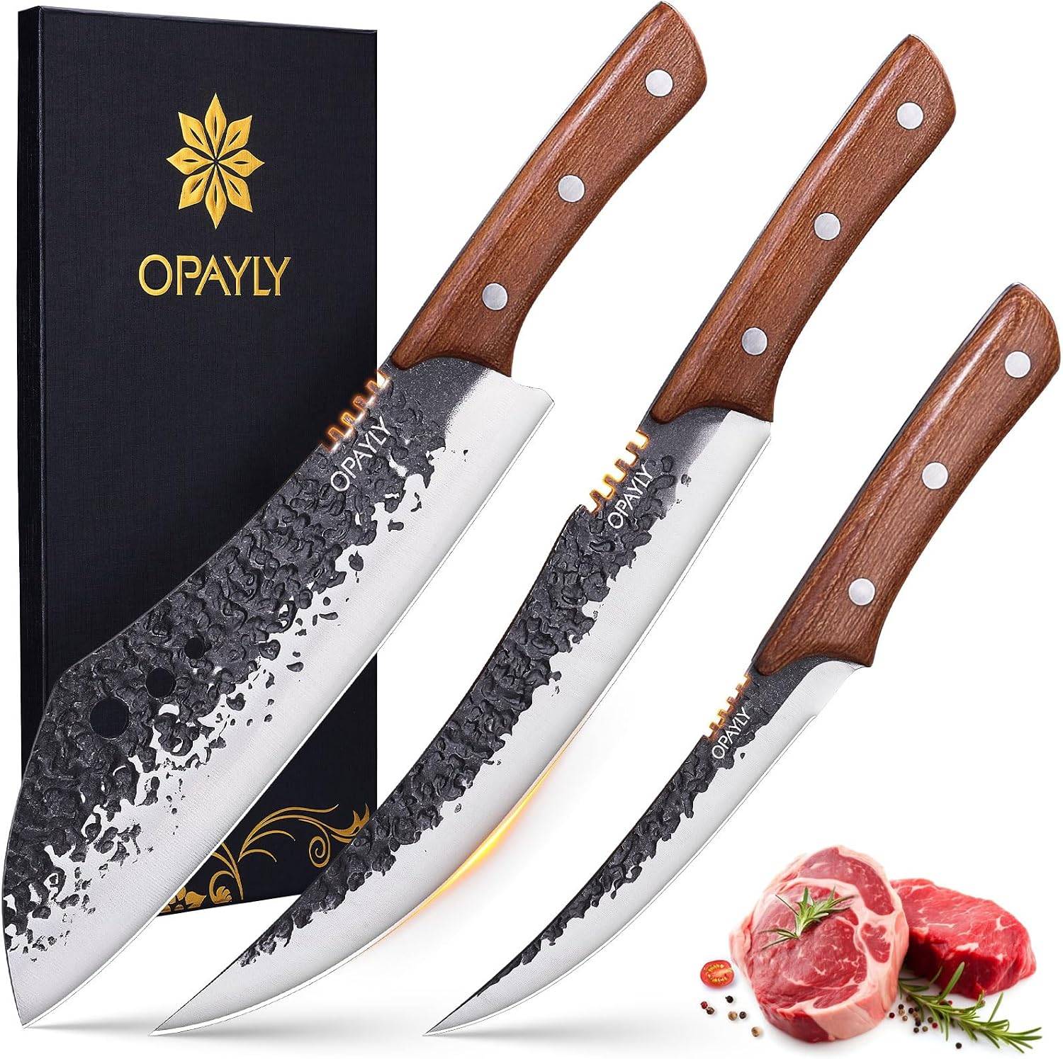 Hand-Forged Butcher & Carving Knife Set for Meat Cutting
