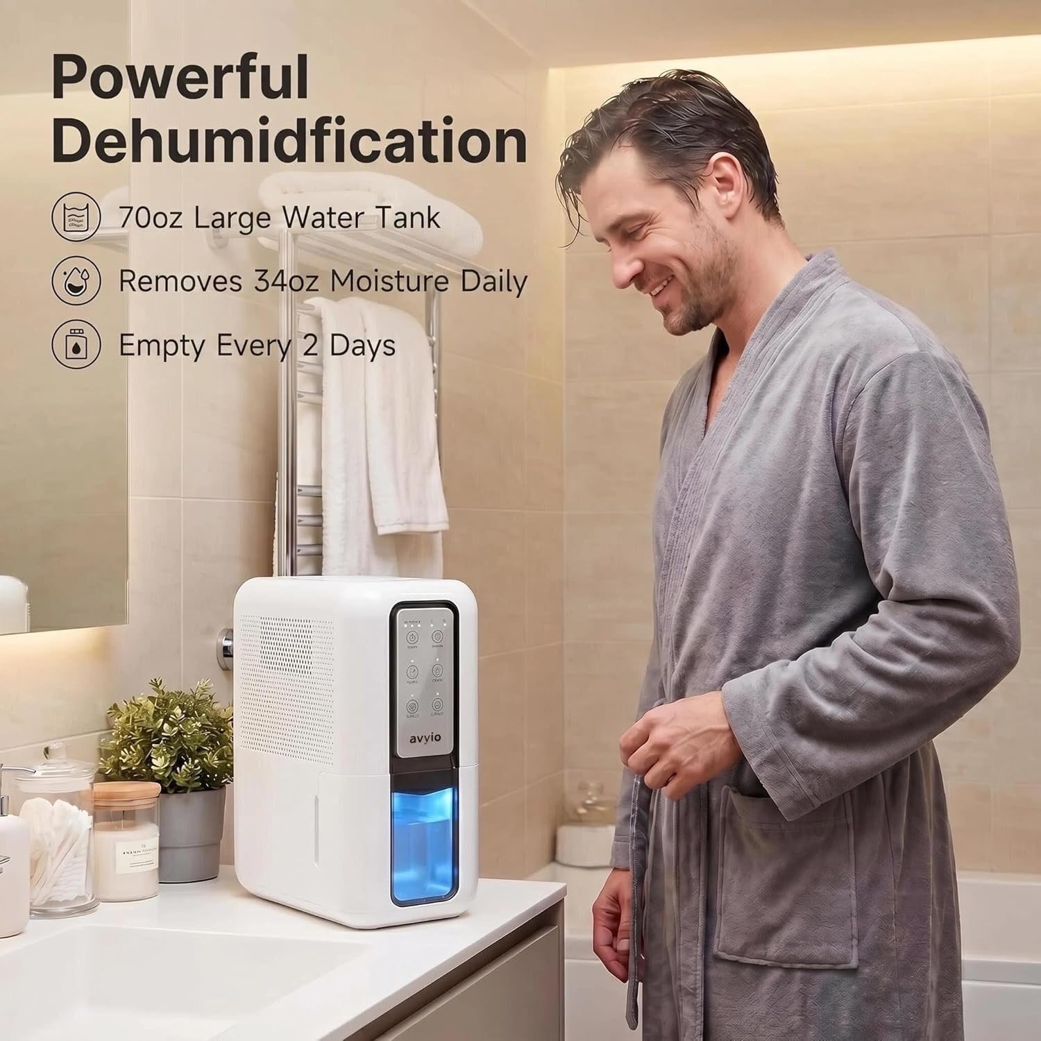 Small Dehumidifier for Bedroom, 1000ml/Day Moisture Removal