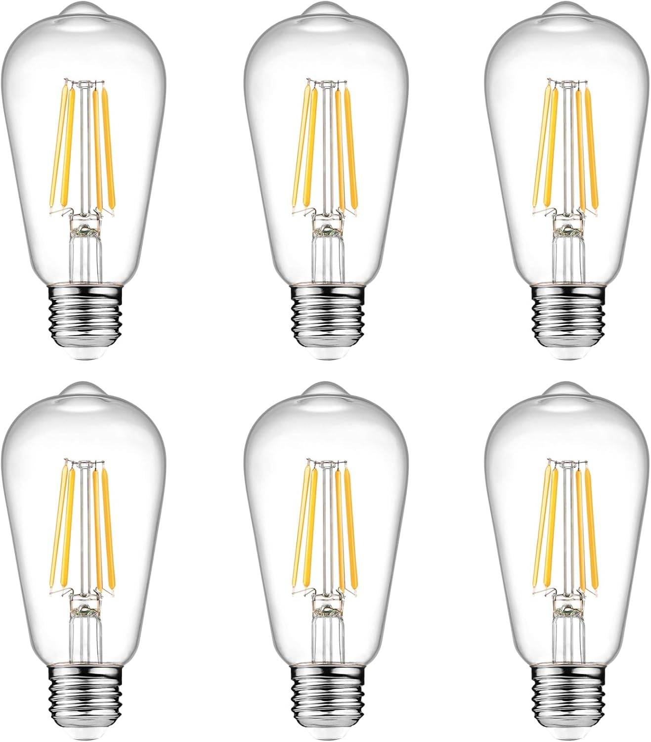 Vintage LED Edison Bulbs 6W Incandescent, Warm White 2700K
