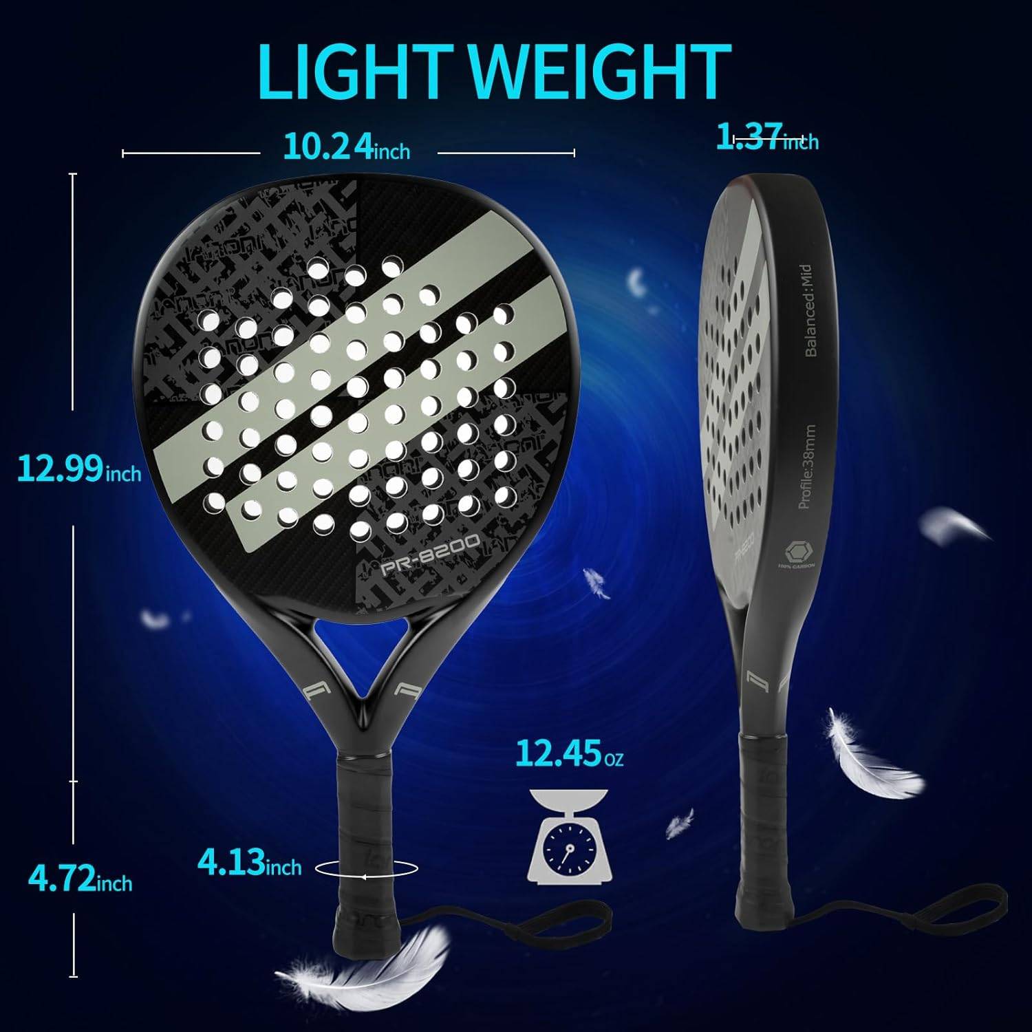IANONI PR-8200 Padel Racket Carbon Fiber Surface with EVA Memory - photo 4