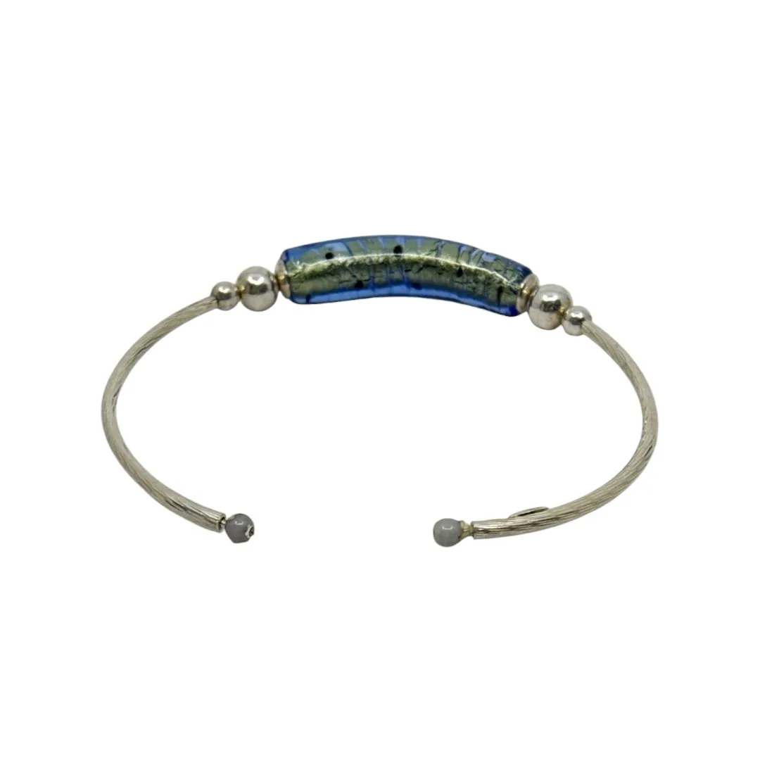 Italian sterling silver foil glass bead cuff bracelet - GM335 - photo 2