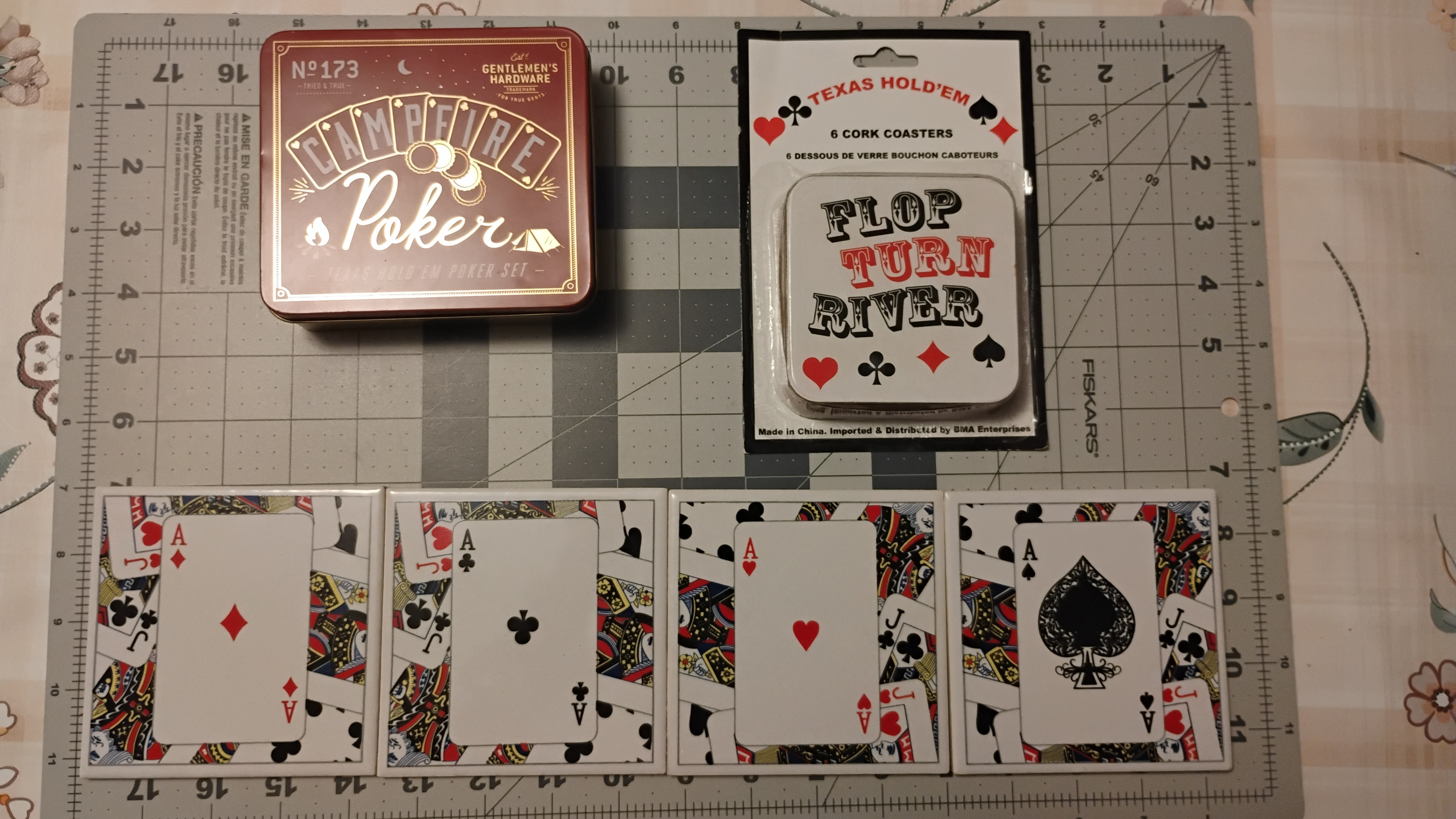 Playing Card Coasters and Texas Hold’Em Poker Set Bundle