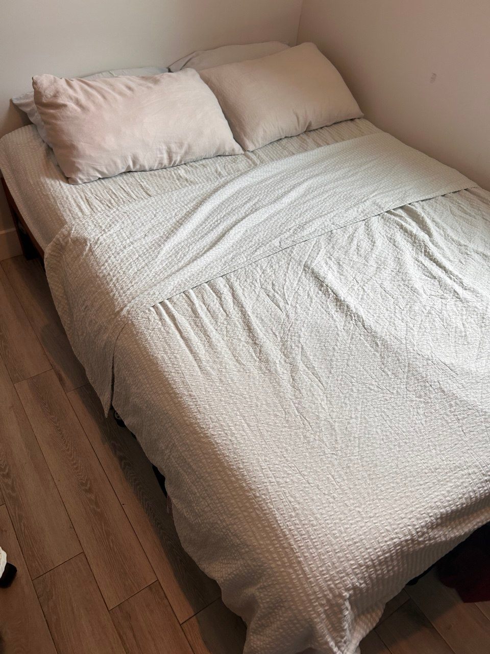 Queen-sized Mattress and Wooden Bedframe with Storage Space
