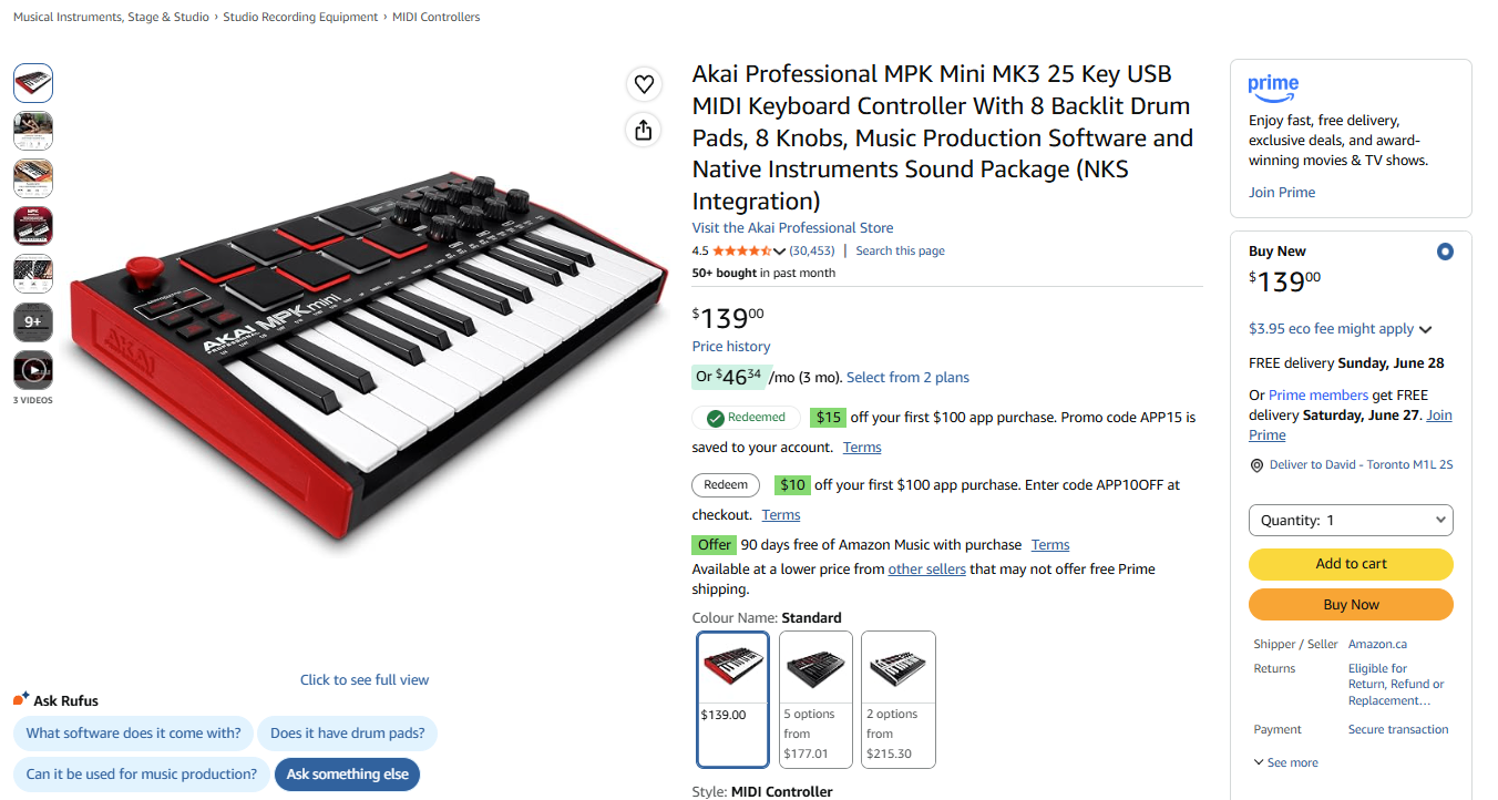 Akai MPK Mini MK3 MIDI Controller