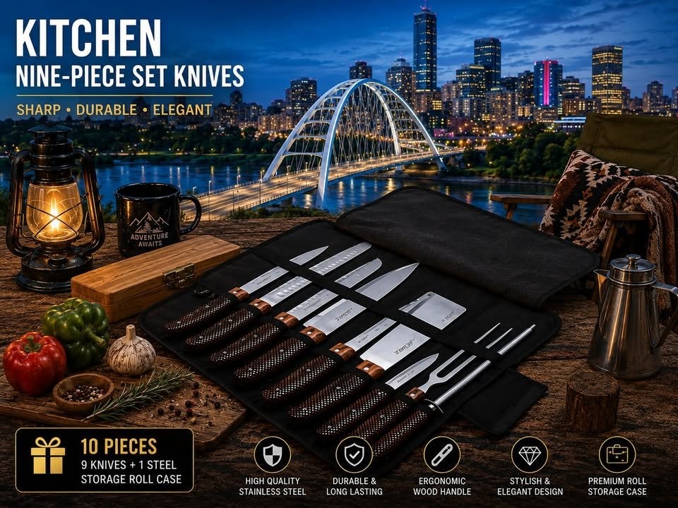 Premium 10-Piece Kitchen Knife Set w/ Storage Roll Case - photo 4
