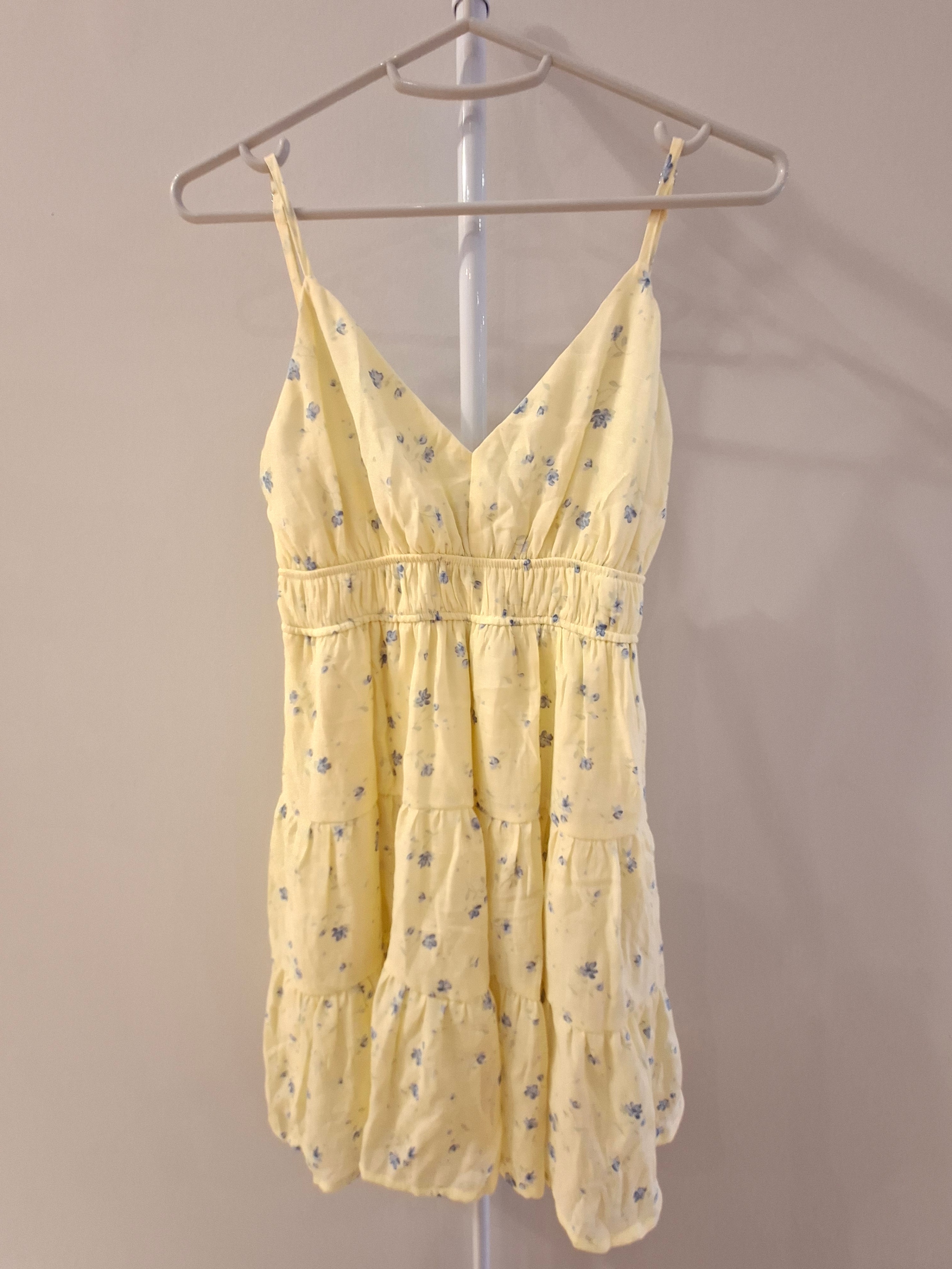 Yellow floral tiered dress