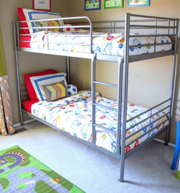 IKEA White Metal Twin Bunk Bed with Mattresses - photo 3