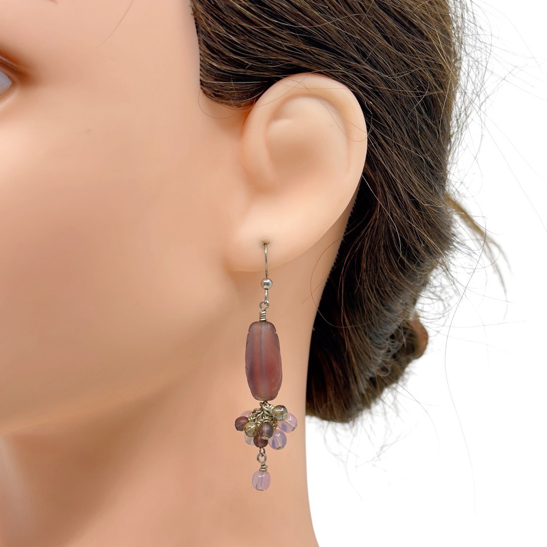 Hand Made Sterling silver Glass bead earrings - GM339 - photo 4