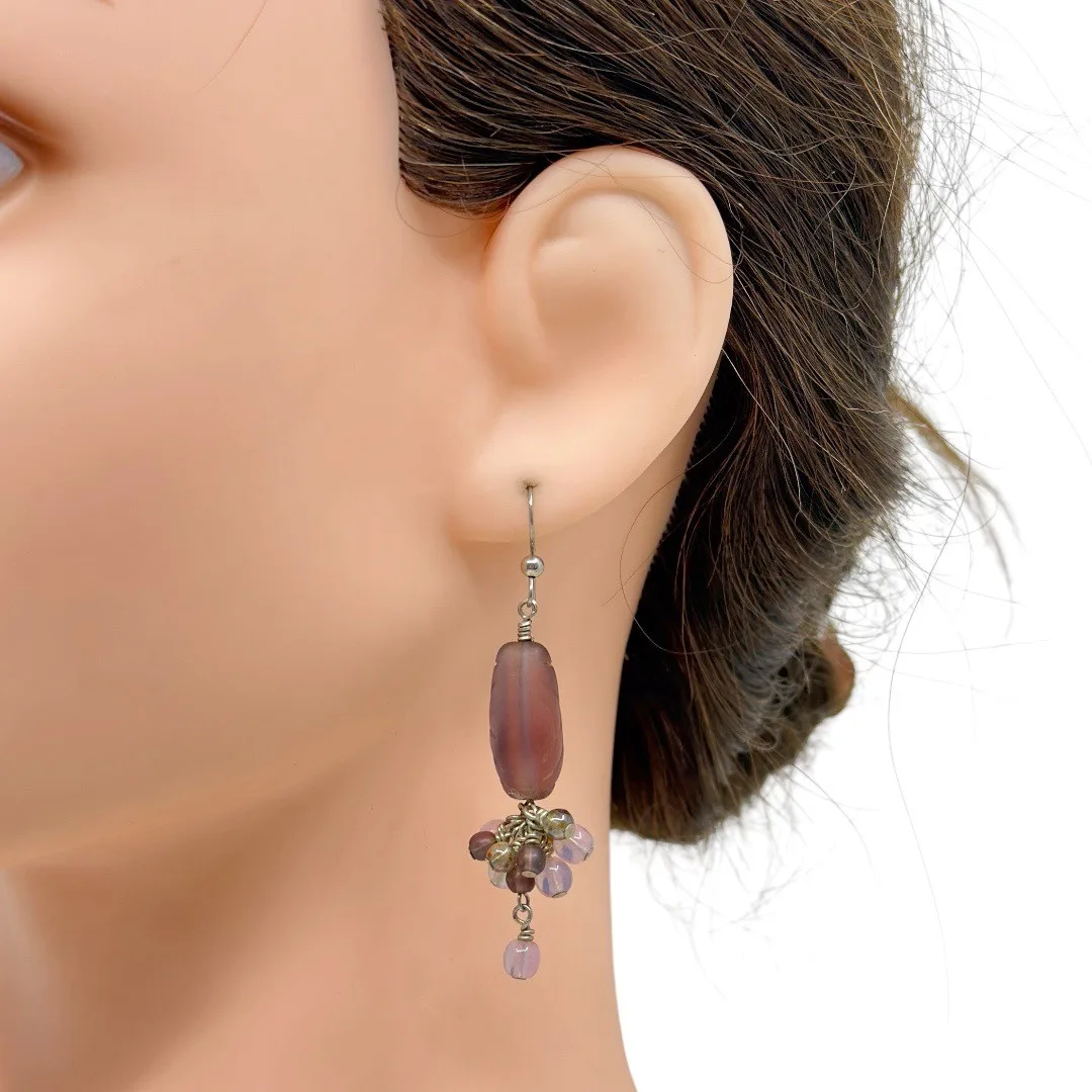 Hand Made Sterling silver Glass bead earrings - GM339 - photo 4