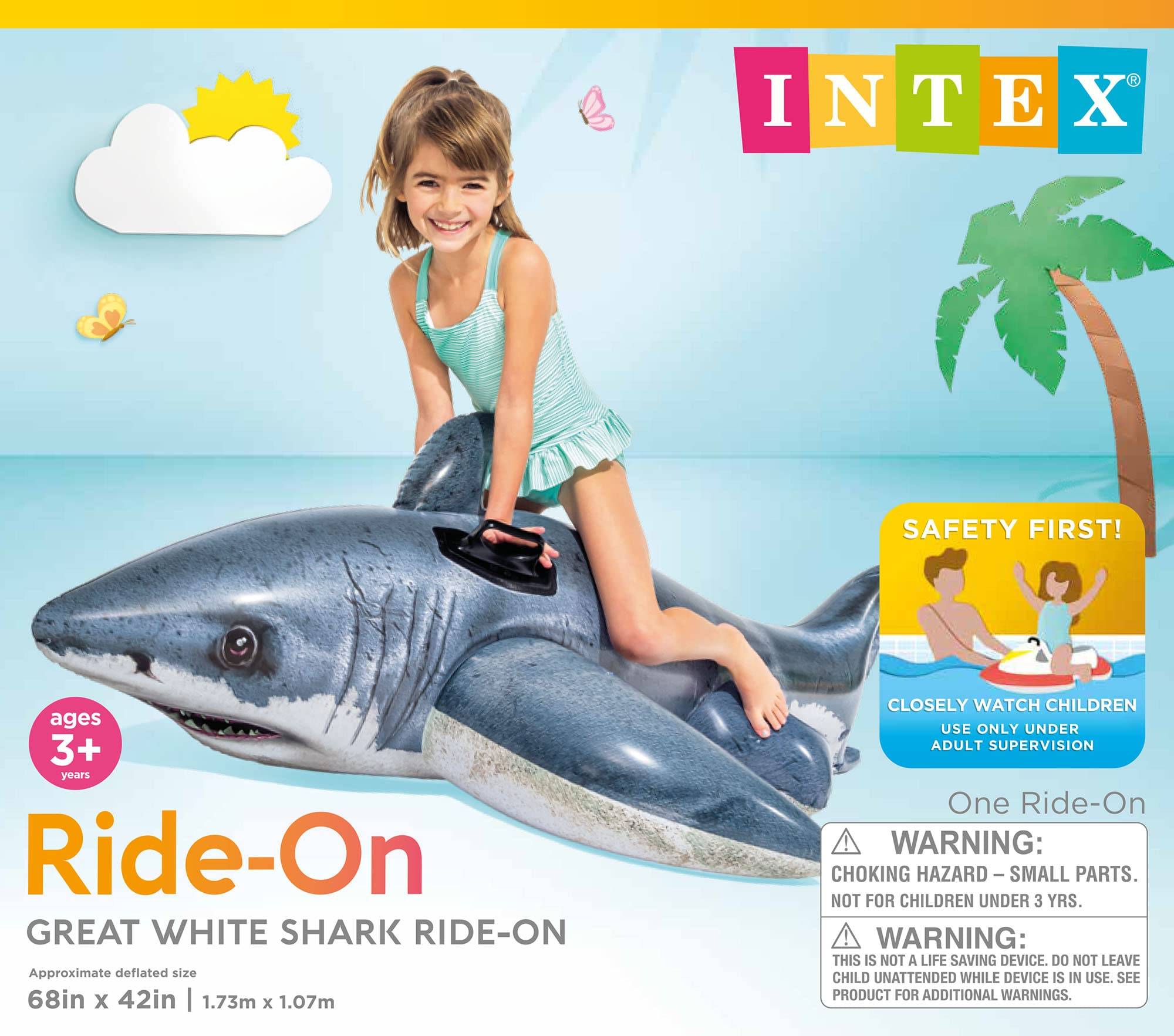 New Intex Great White Shark Inflatable Pool Ride On - photo 3