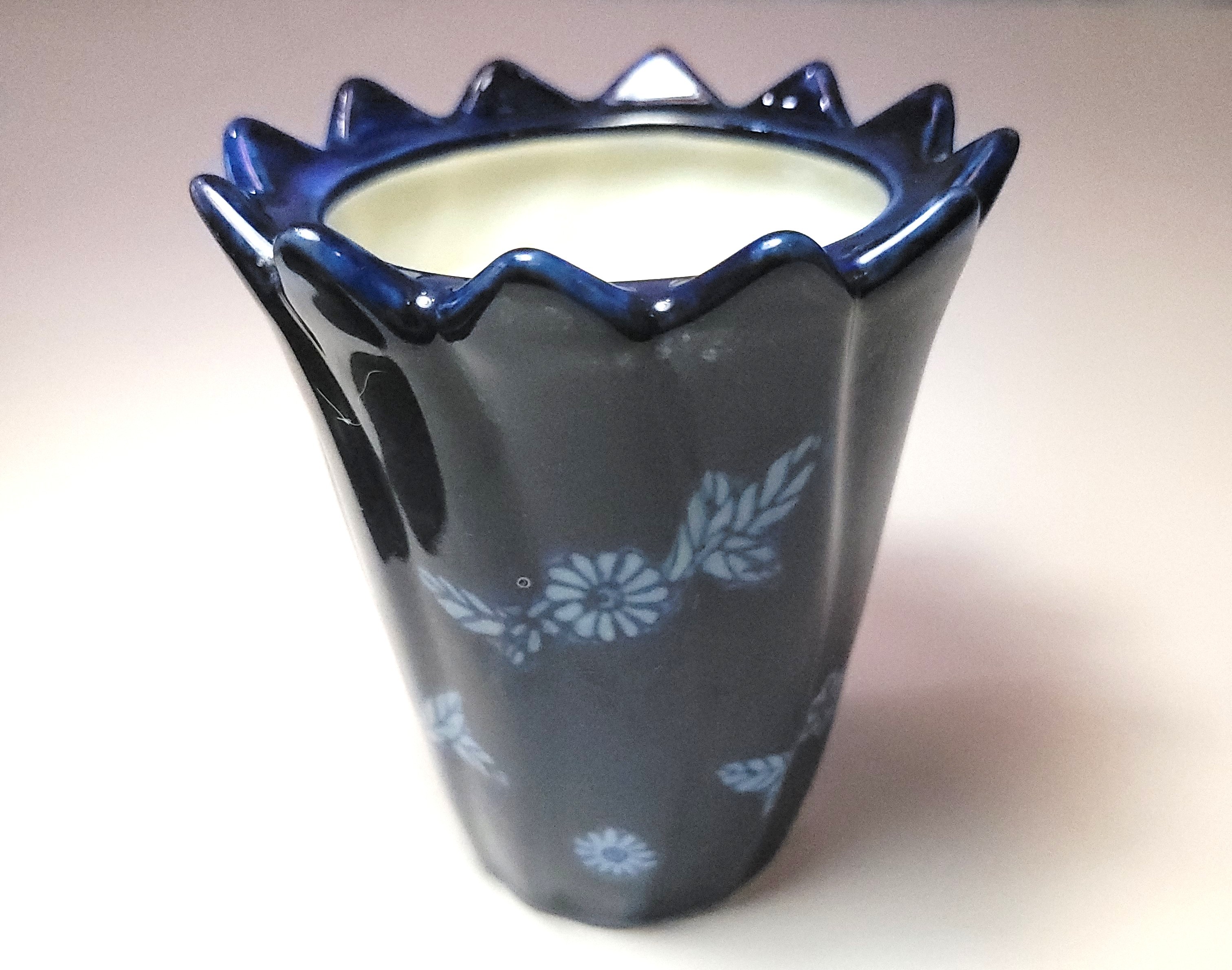 1996 The Bombay Company Cobalt Blue White Scalloped Candle - photo 5