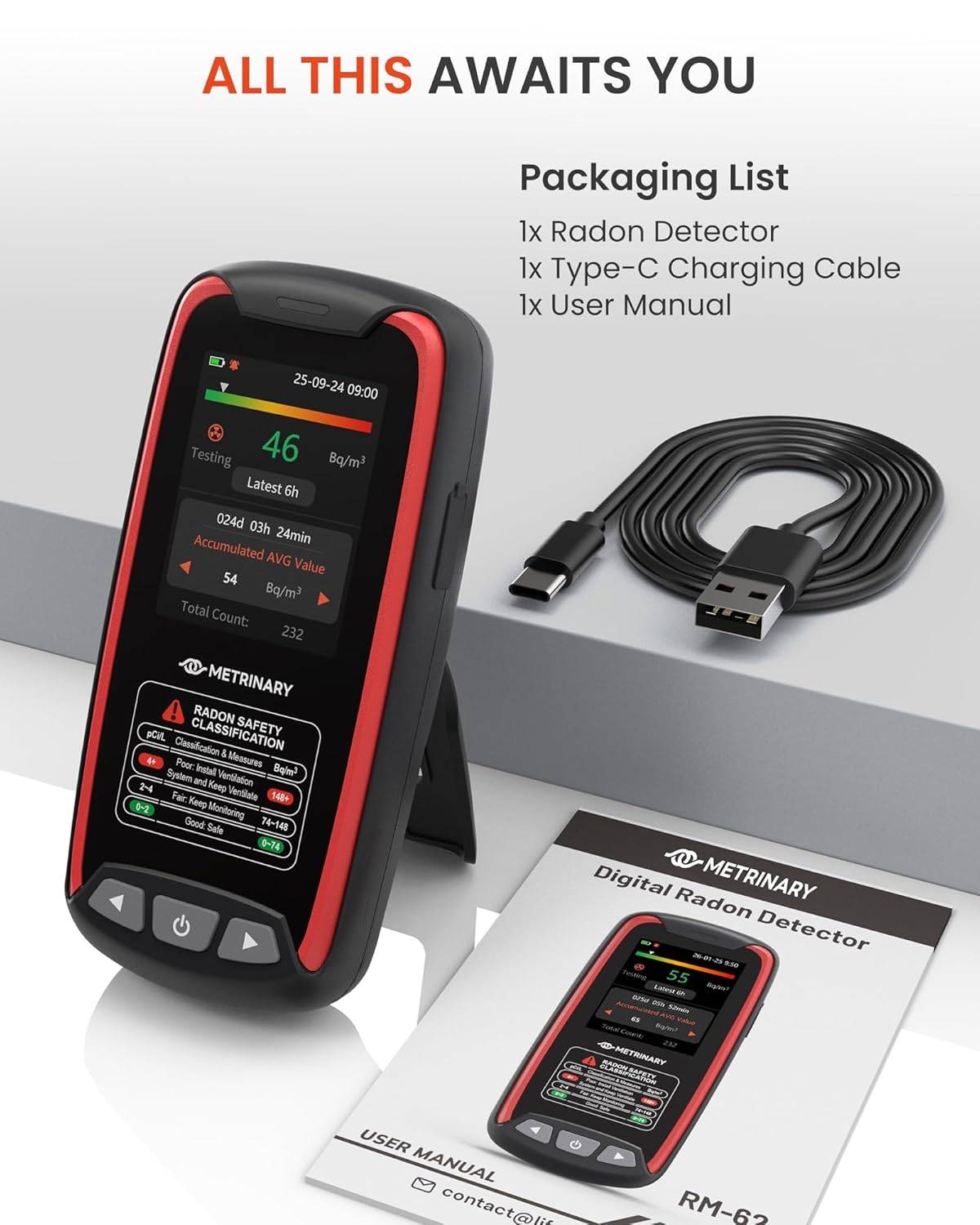 METRINARY Rechargeable Digital Radon Detector & Monitor - photo 5
