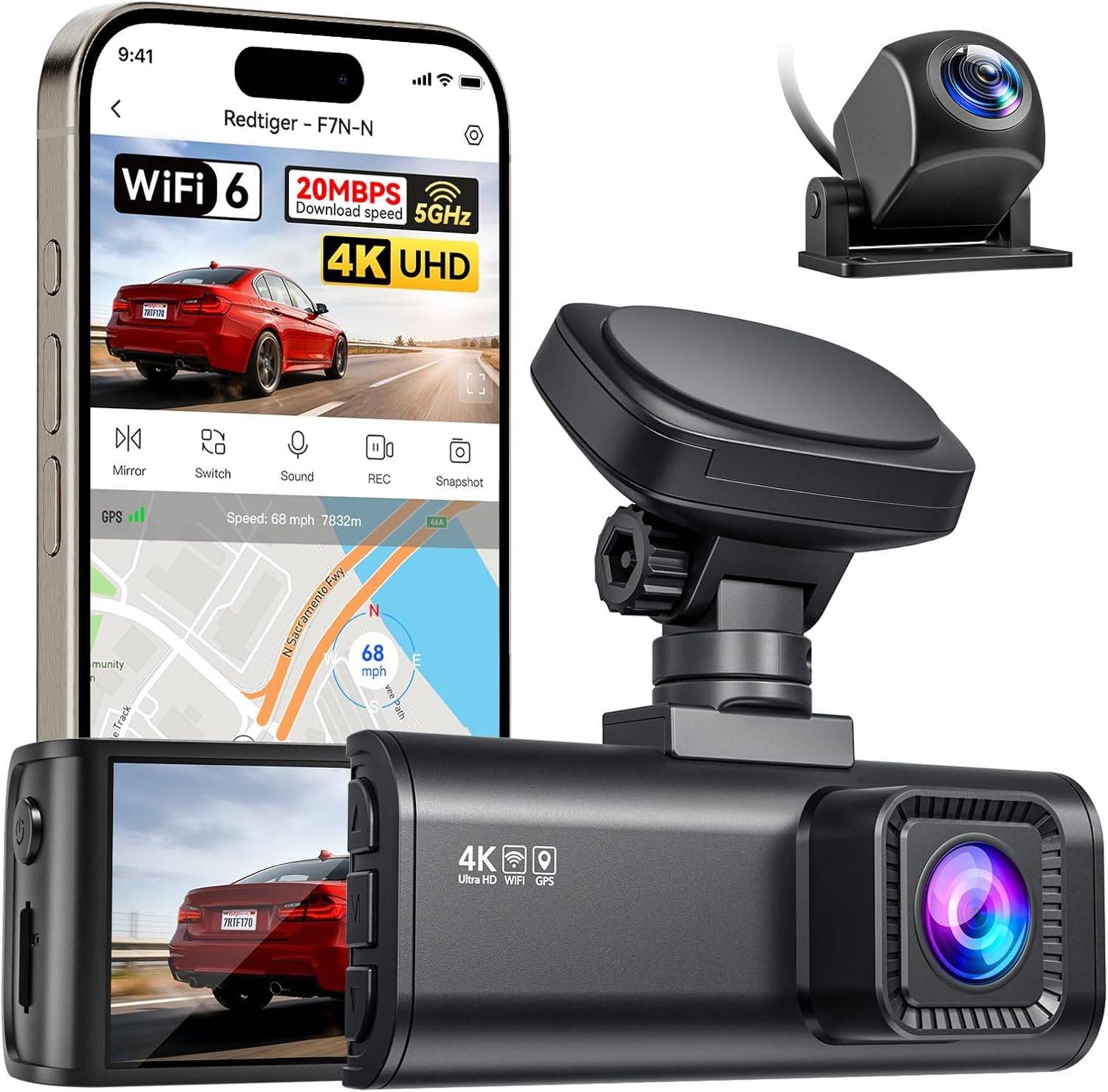 REDTIGER F7N-N 4K Front & Rear Dash Cam – $60 FIRM