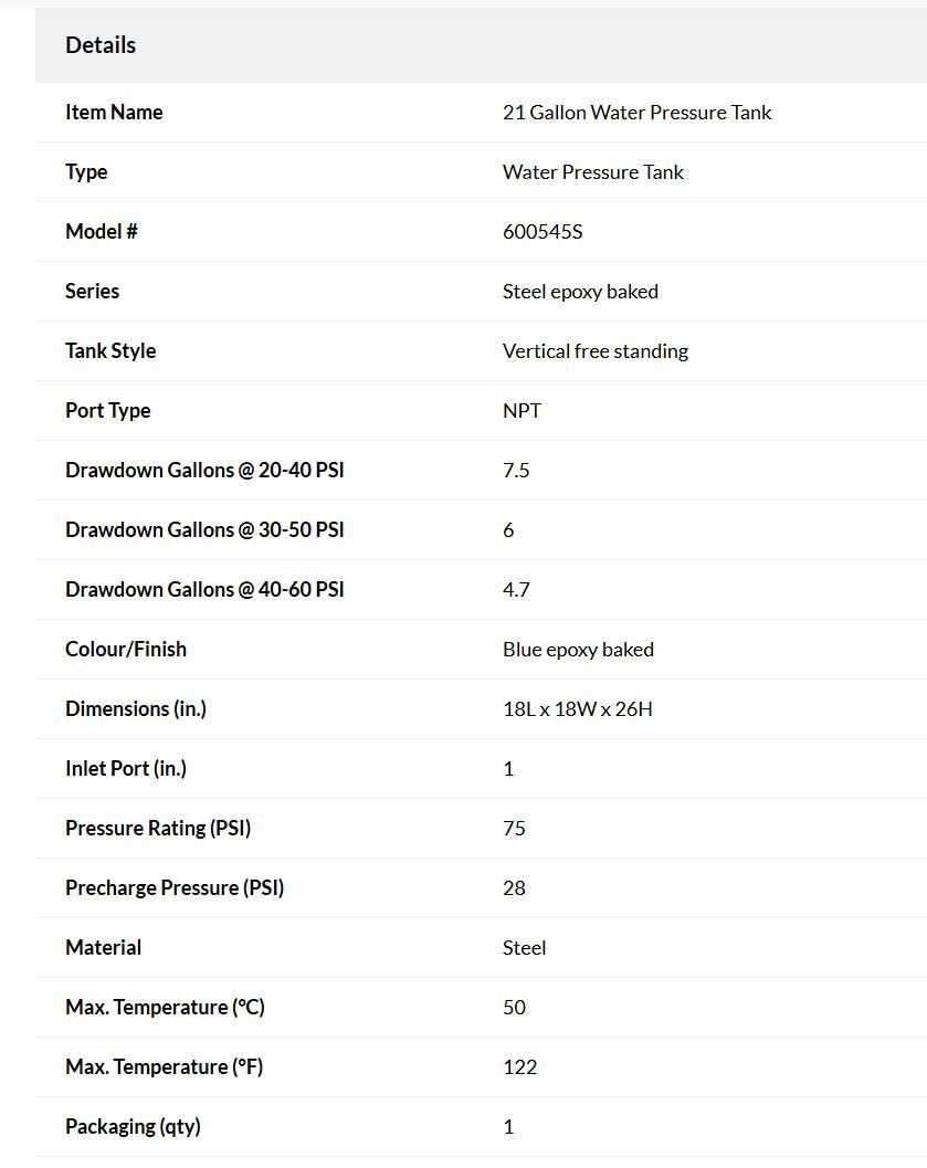 21 Gallon Water Pressure Tank - photo 2