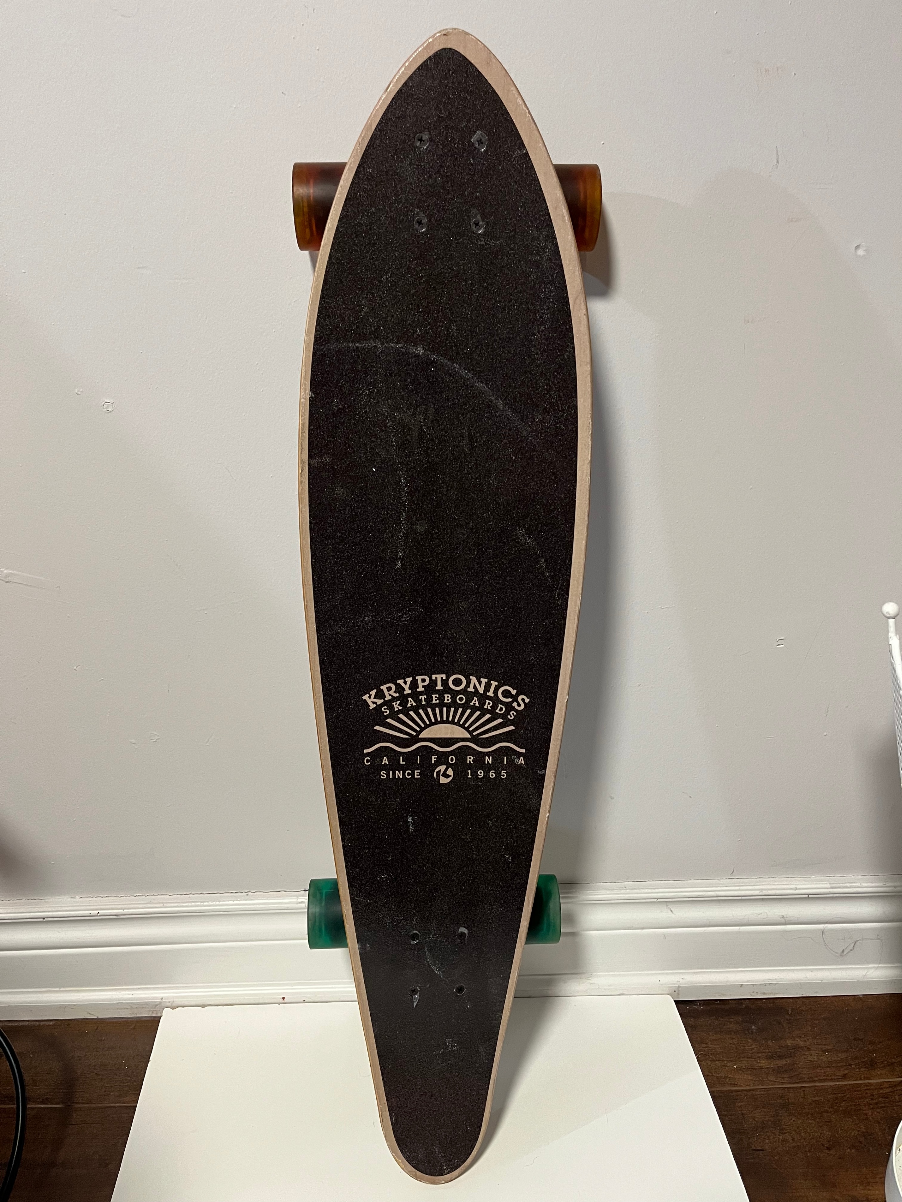 Kryptonics 36" Rad Rays longboard tropical graphic on underside