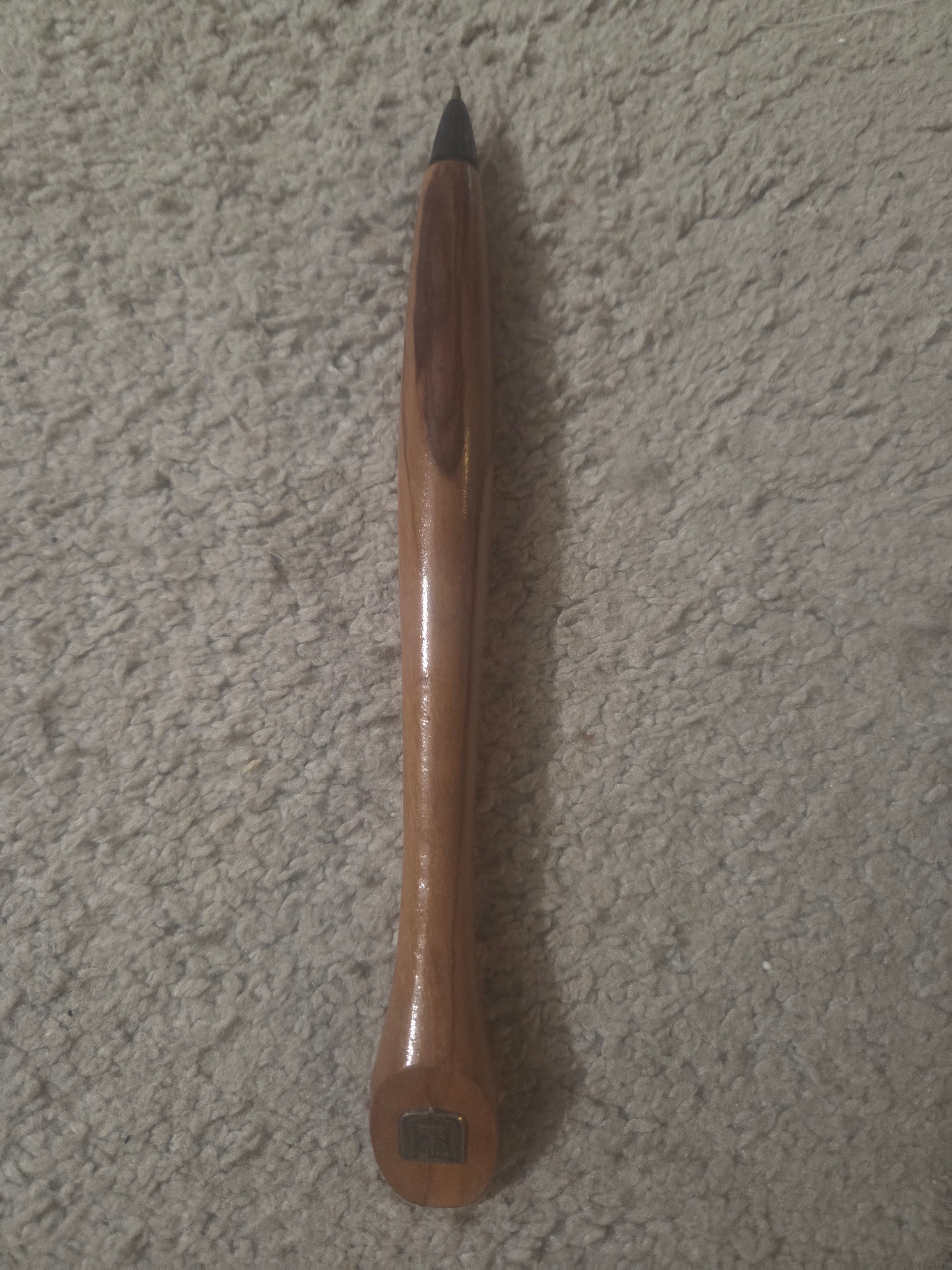 Vintage Israel Olive Wood Desk Pen 7", Hand-Turned Judaica