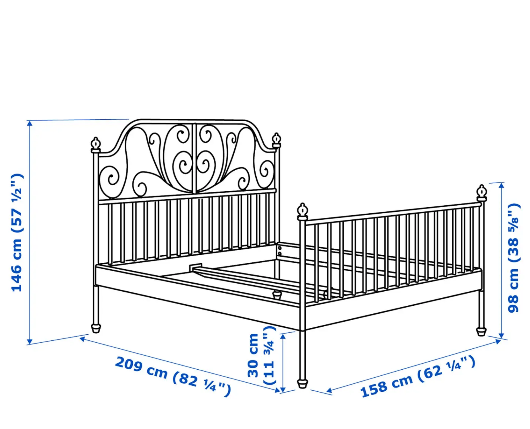 IKEA LEIRVIK Queen Bed Frame with Slats & Centre Beam - photo 3