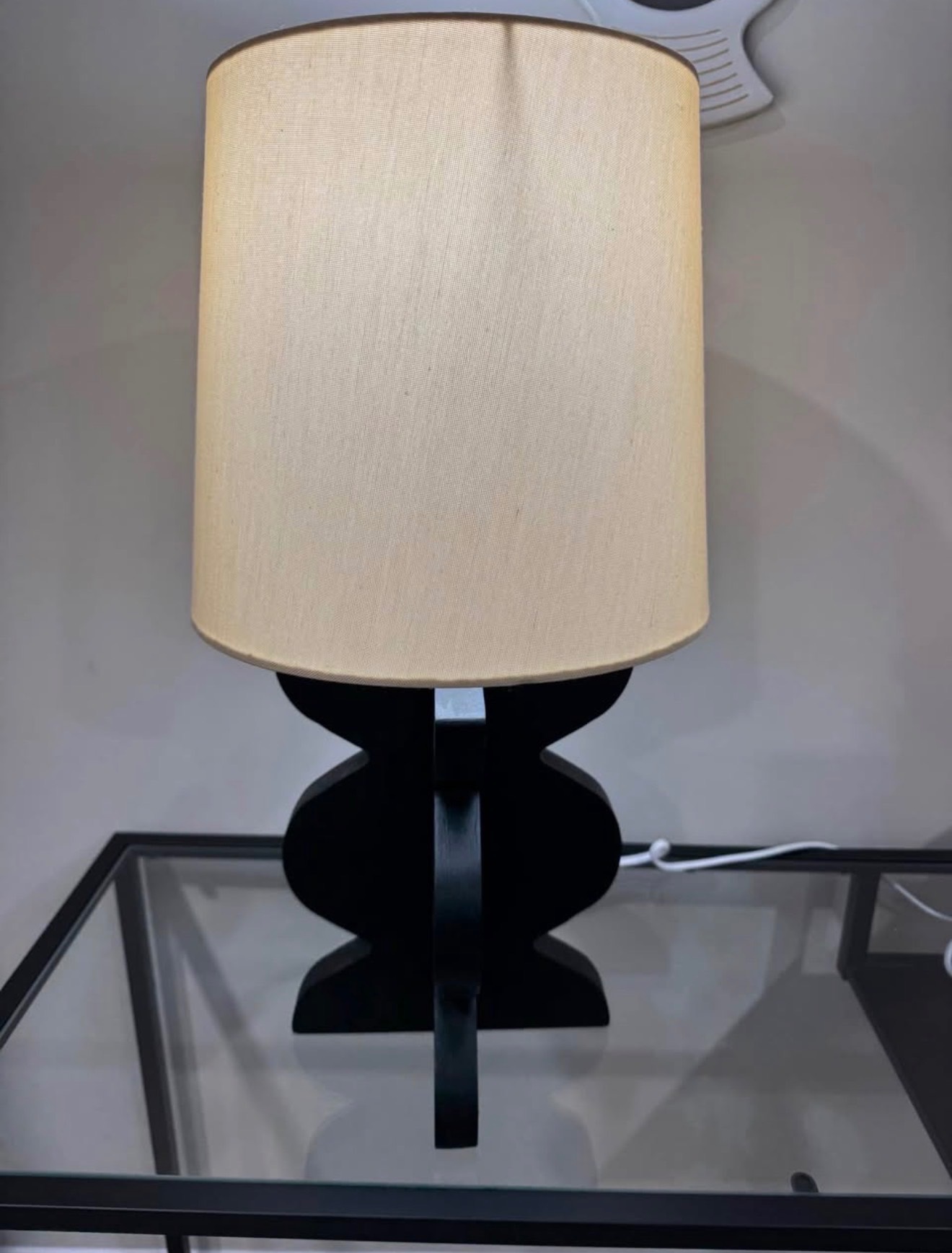 Black Table Lamp with Beige Shade