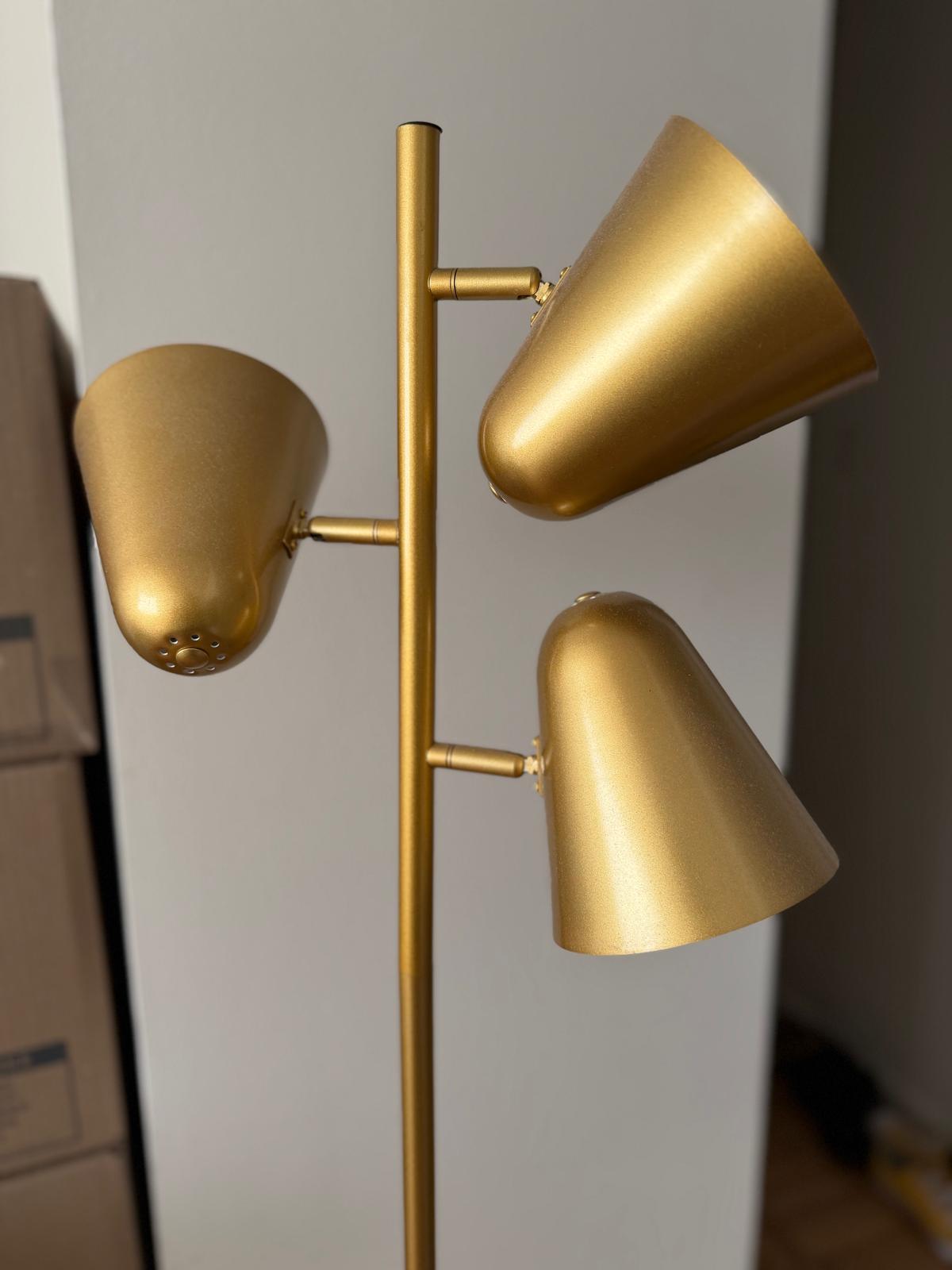 MOVING SALE - Gold Floor Lamp with 3 Heads - photo 2