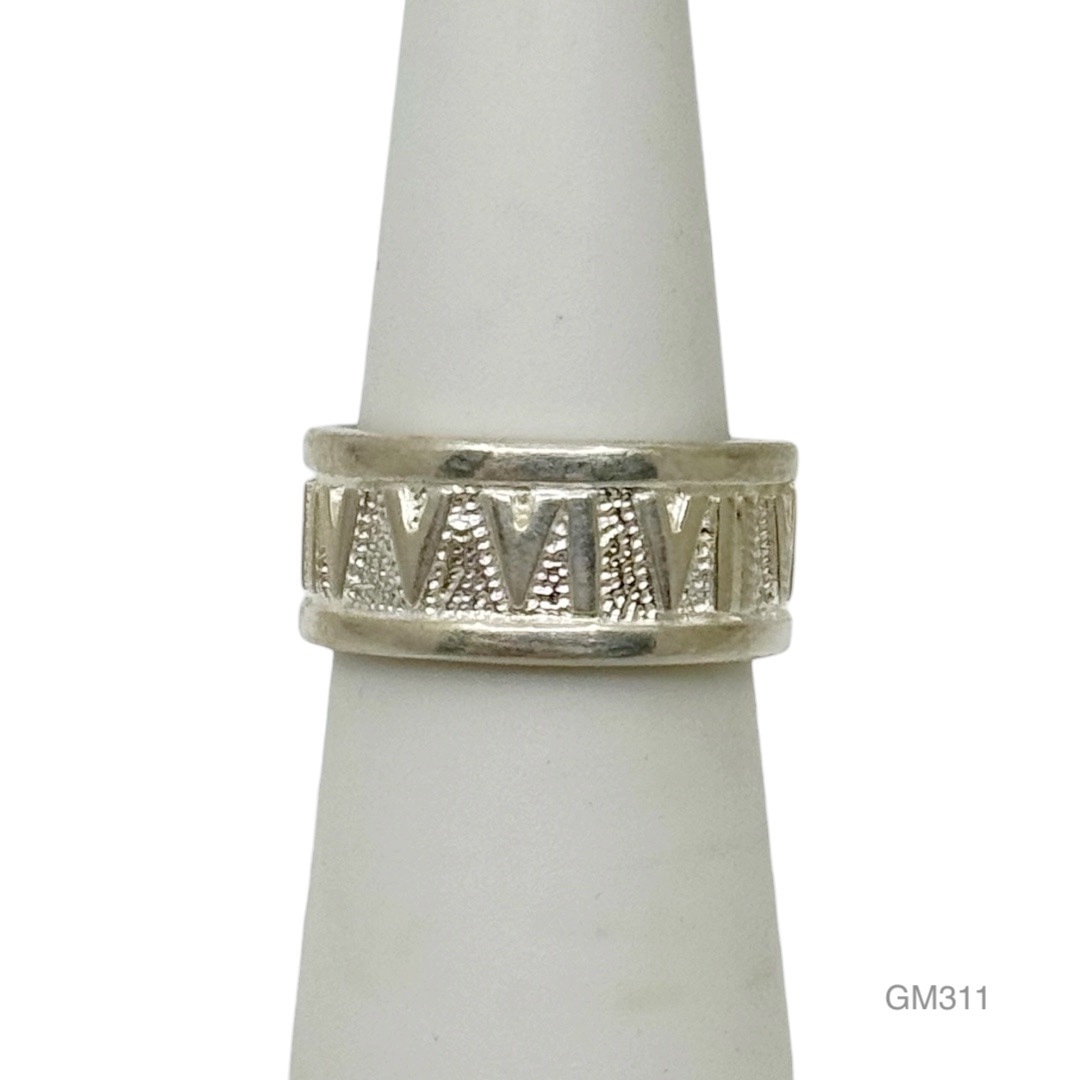 Milor sterling silver atlas Roman numerals band ring - GM311