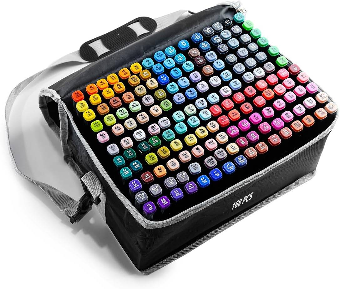 Alcohol Markers 168 Colors with Base Dual Tip Art Drawing Marker