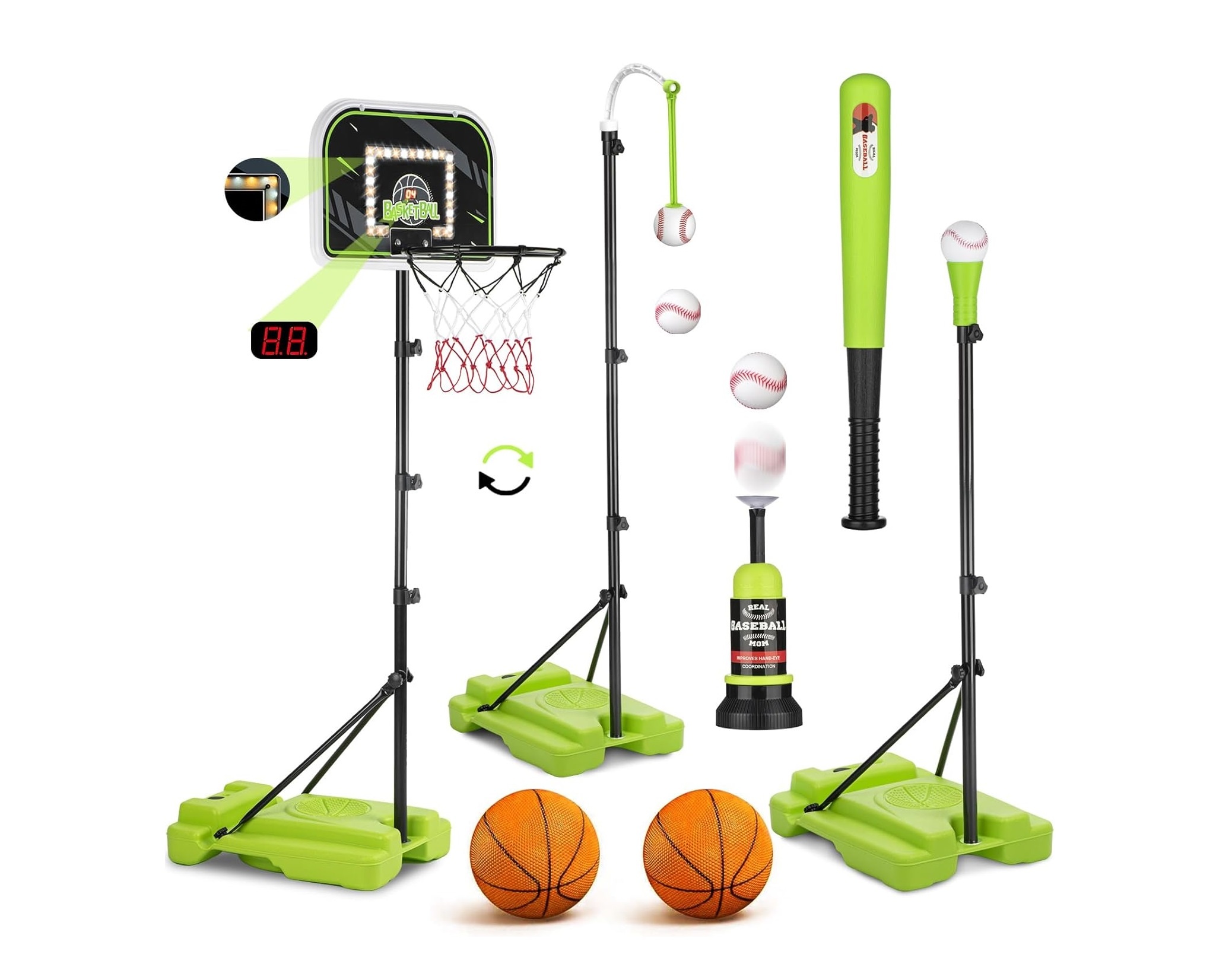 4 in 1 Kids Basketball Hoop and Tee Ball Set for Kids 3-5 | Sale