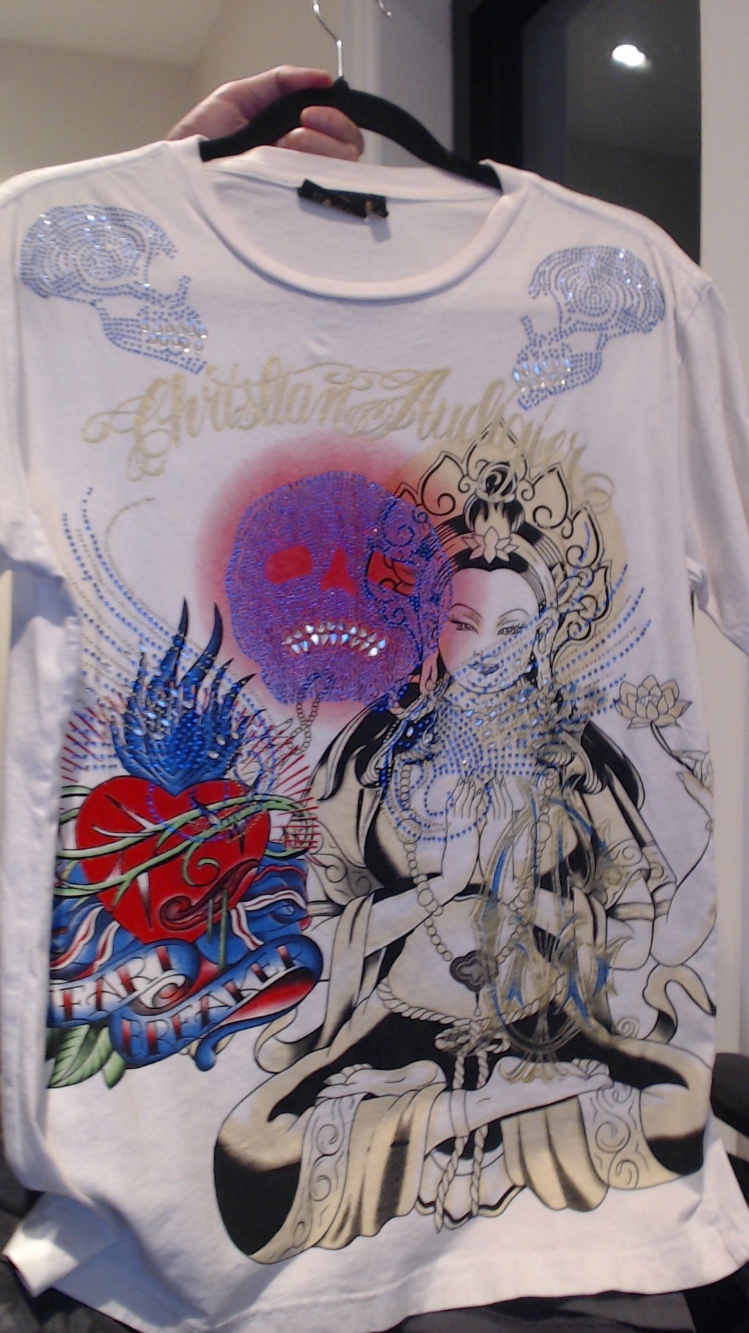 Christian Audigier White Graphic T-Shirt