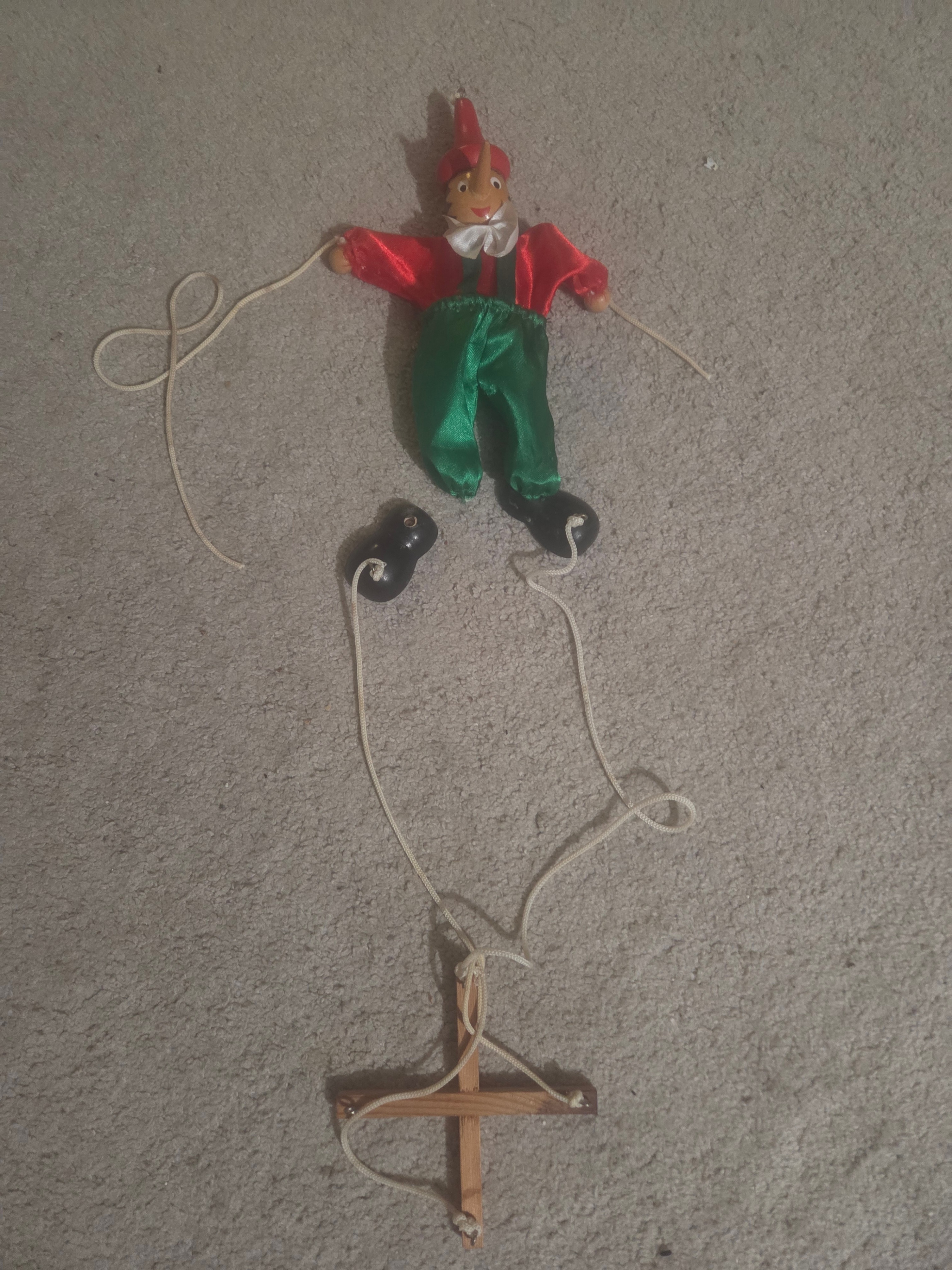Vintage Pinocchio Wooden String Marionette Puppet, Hand Painted - photo 2