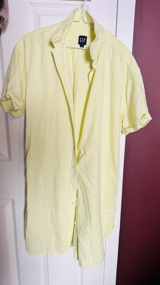 GAP Oversized Linen Blend Button-Up Coverup / Shirt Dress