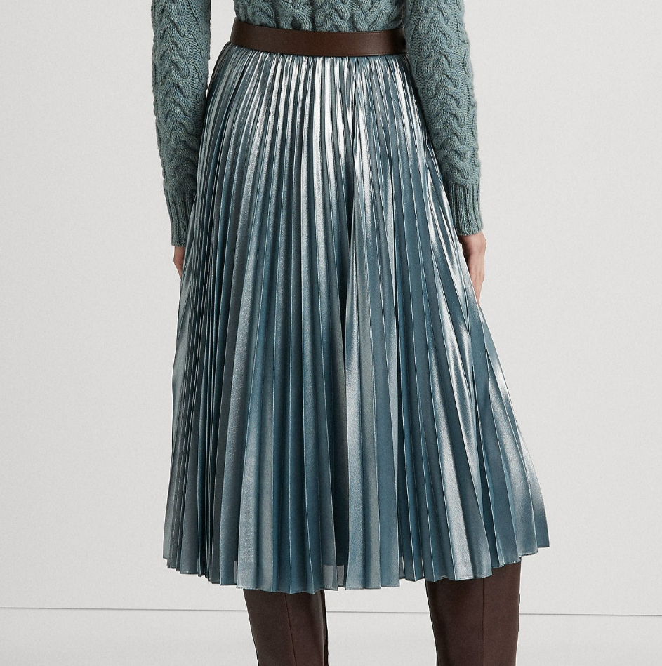 Lauren Ralph Lauren Pleaten Metallic Chiffon Skirt *BNWT* - photo 3