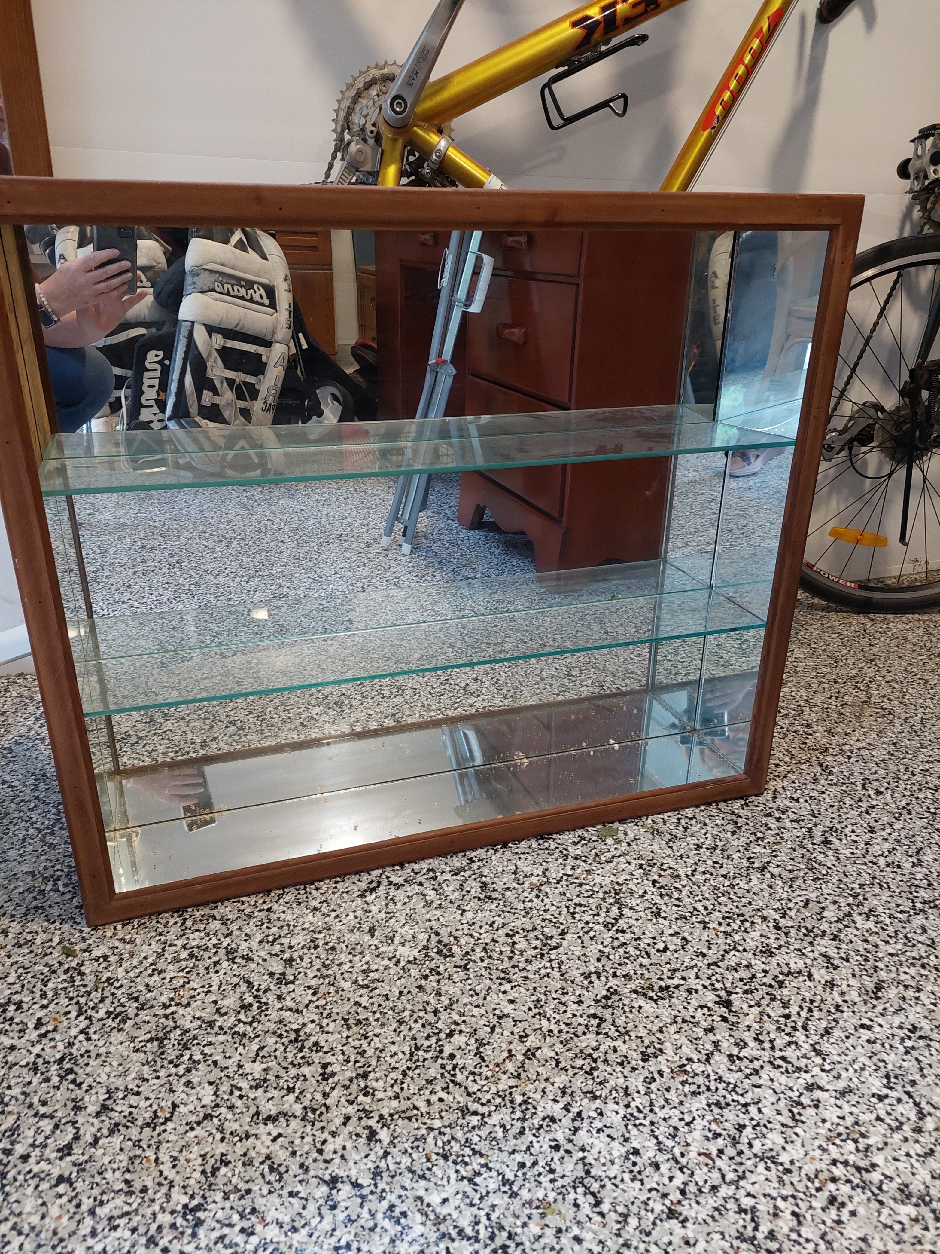 Wooden Display Cabinet with Glass Shelves