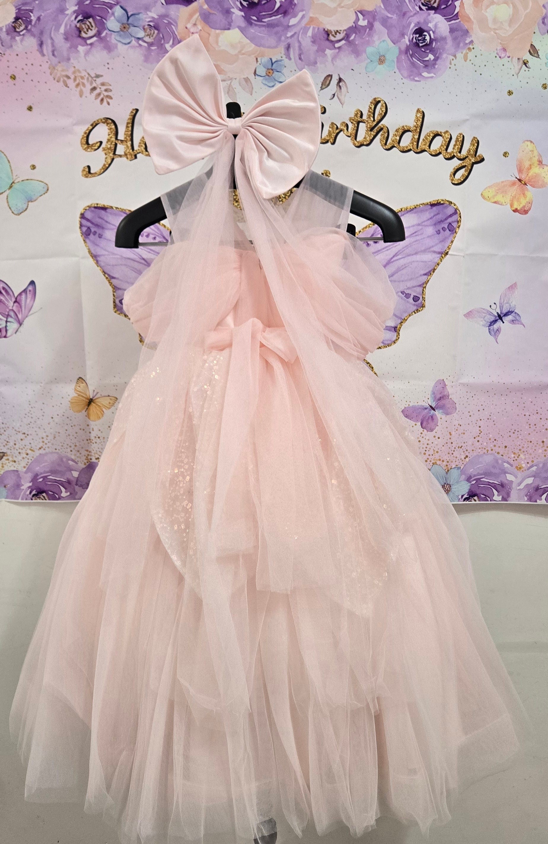 Pink Tulle Dress with Bow :5362 - photo 2