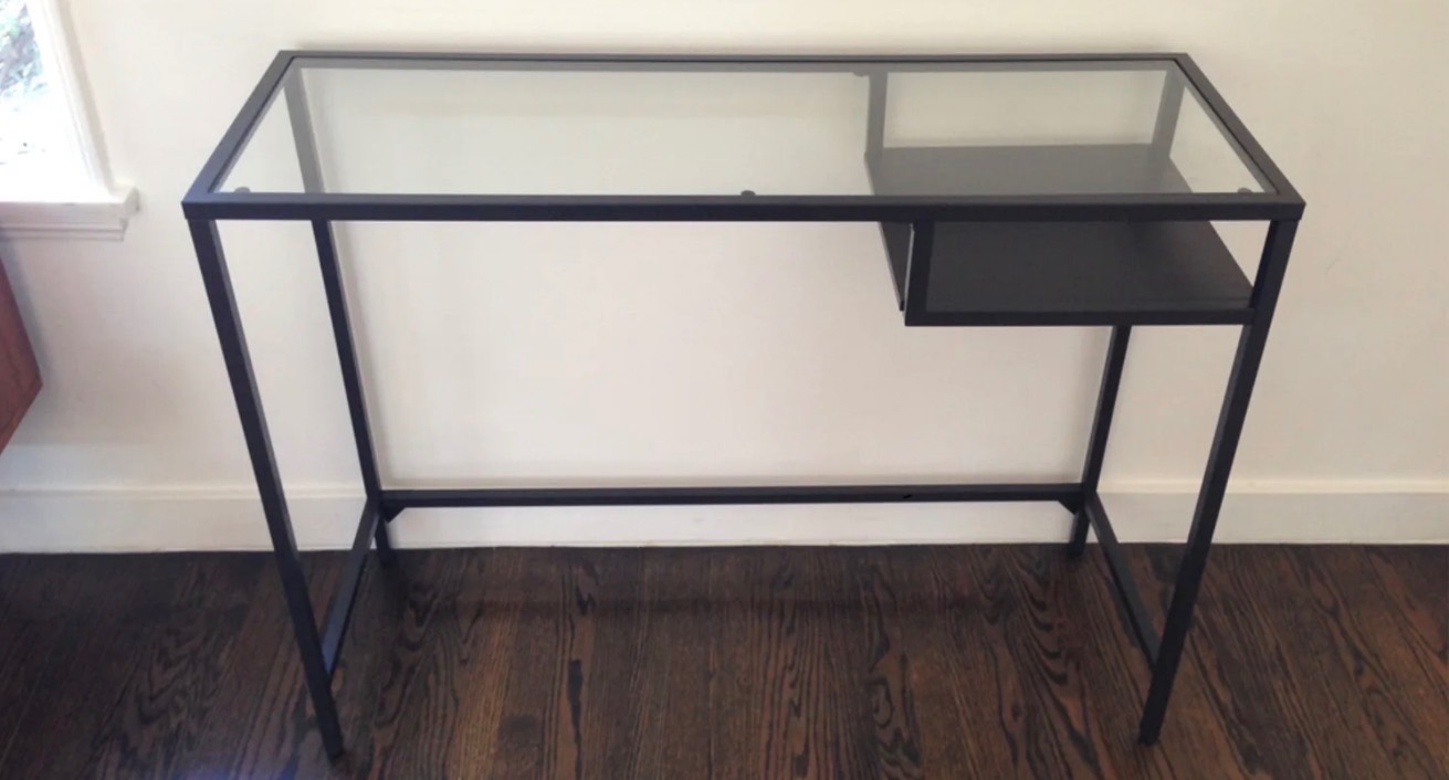 Modern Black Metal and Glass Desk - photo 2