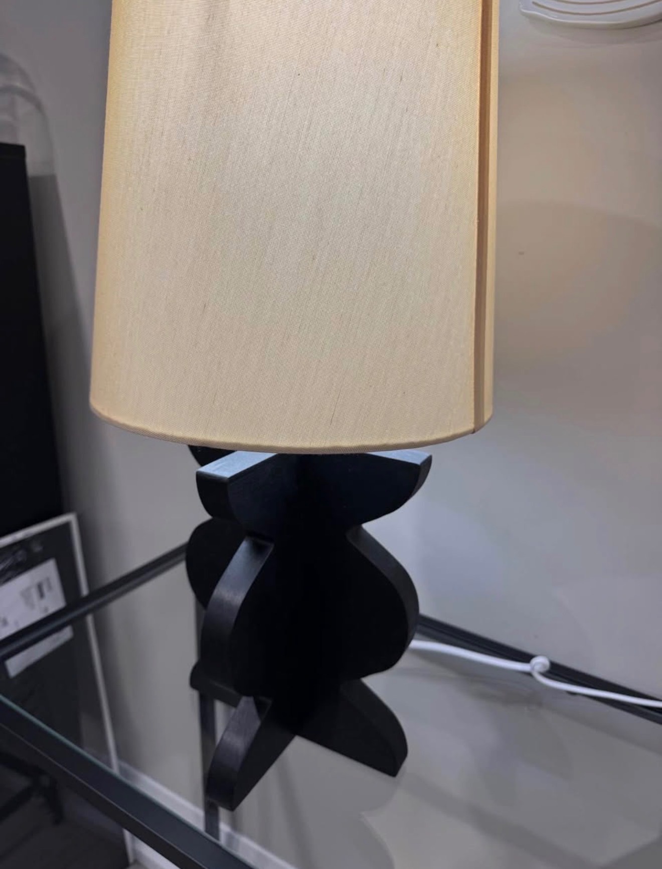 Black Table Lamp with Beige Shade - photo 2
