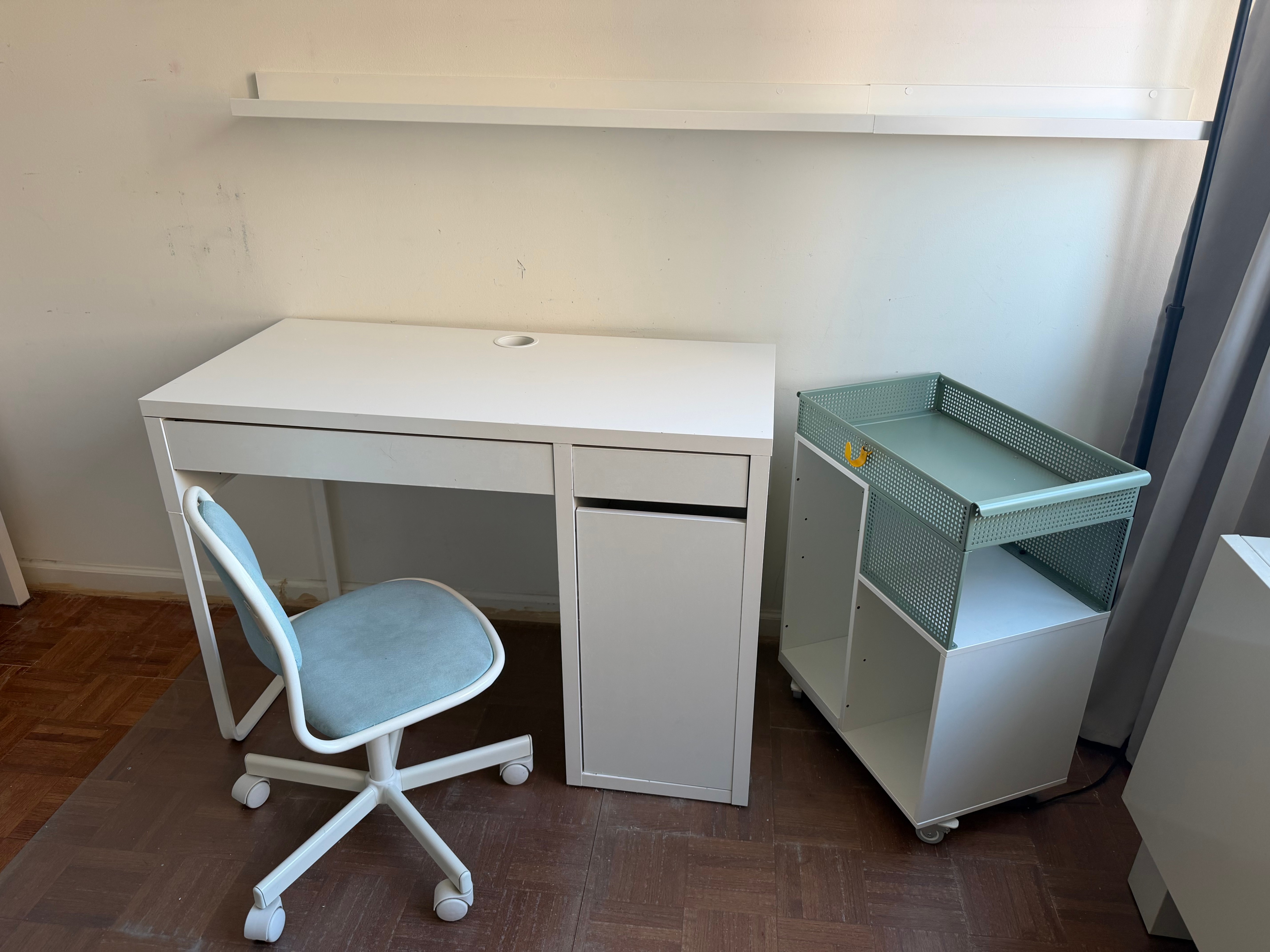 IKEA Compact White Desk with Drawer and Cabinet