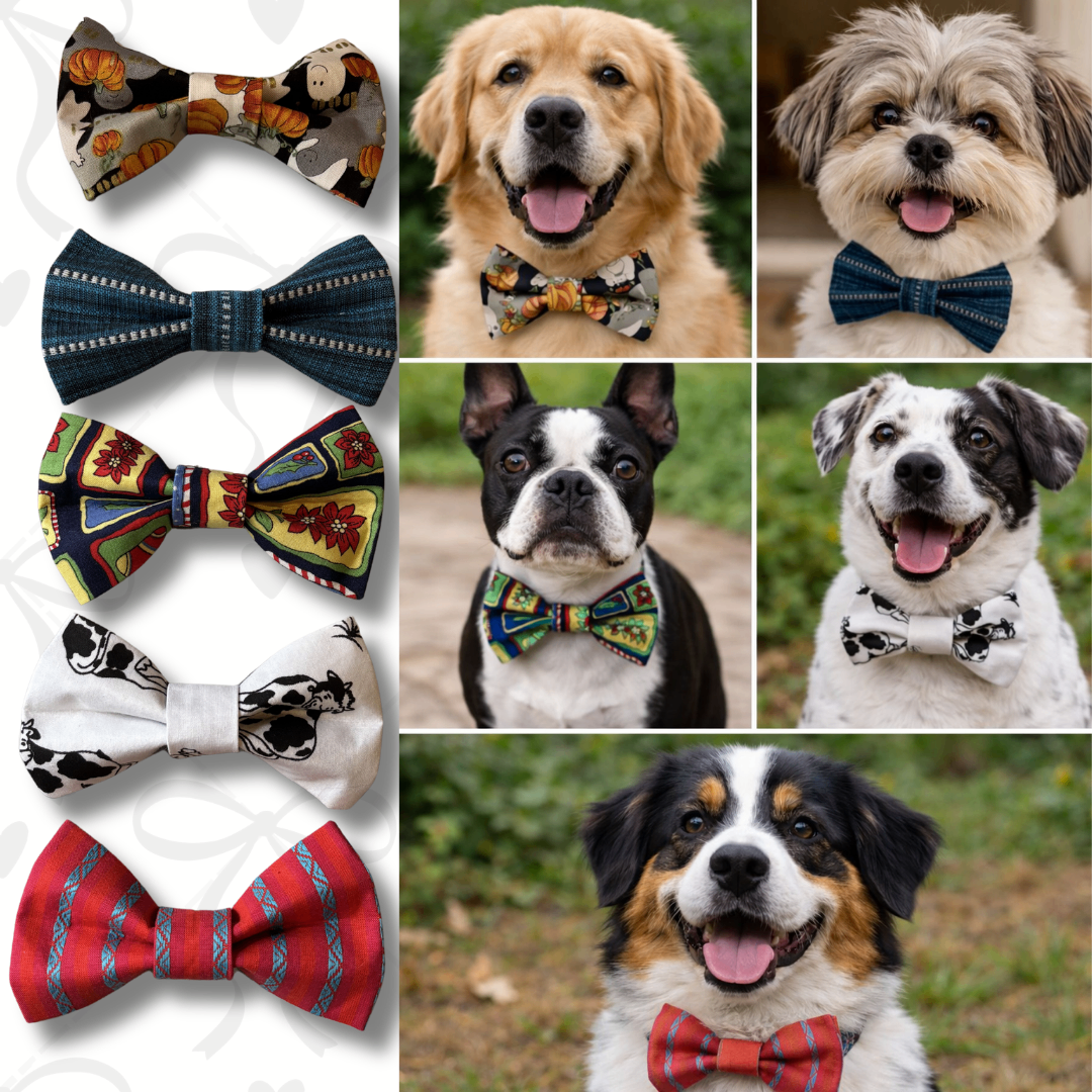 Set of 5 Handmade Dog Bow Ties – Assorted Patterns - photo 3