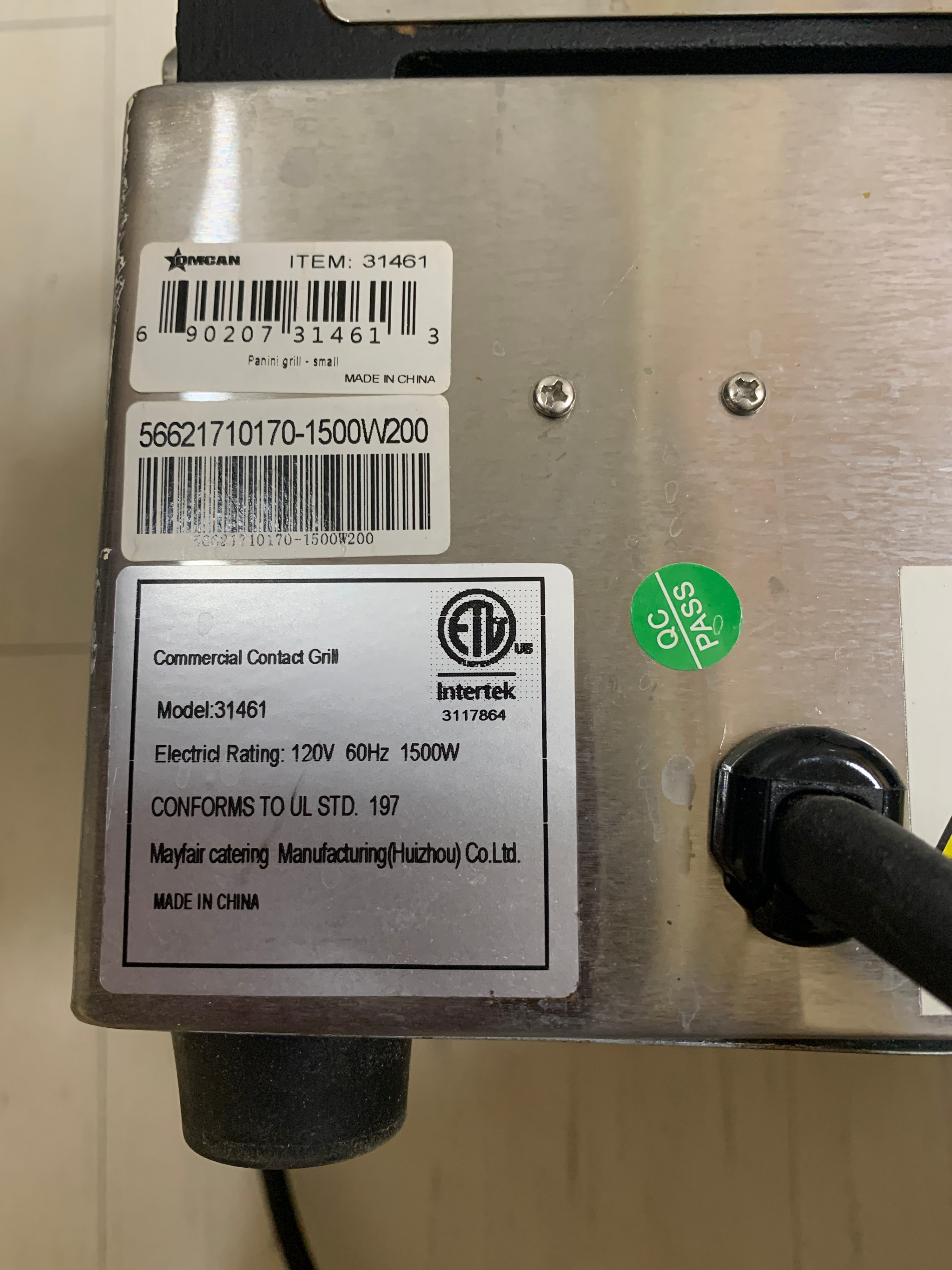 Omcan Commercial Single Panini Grill (Model 31461) - photo 3