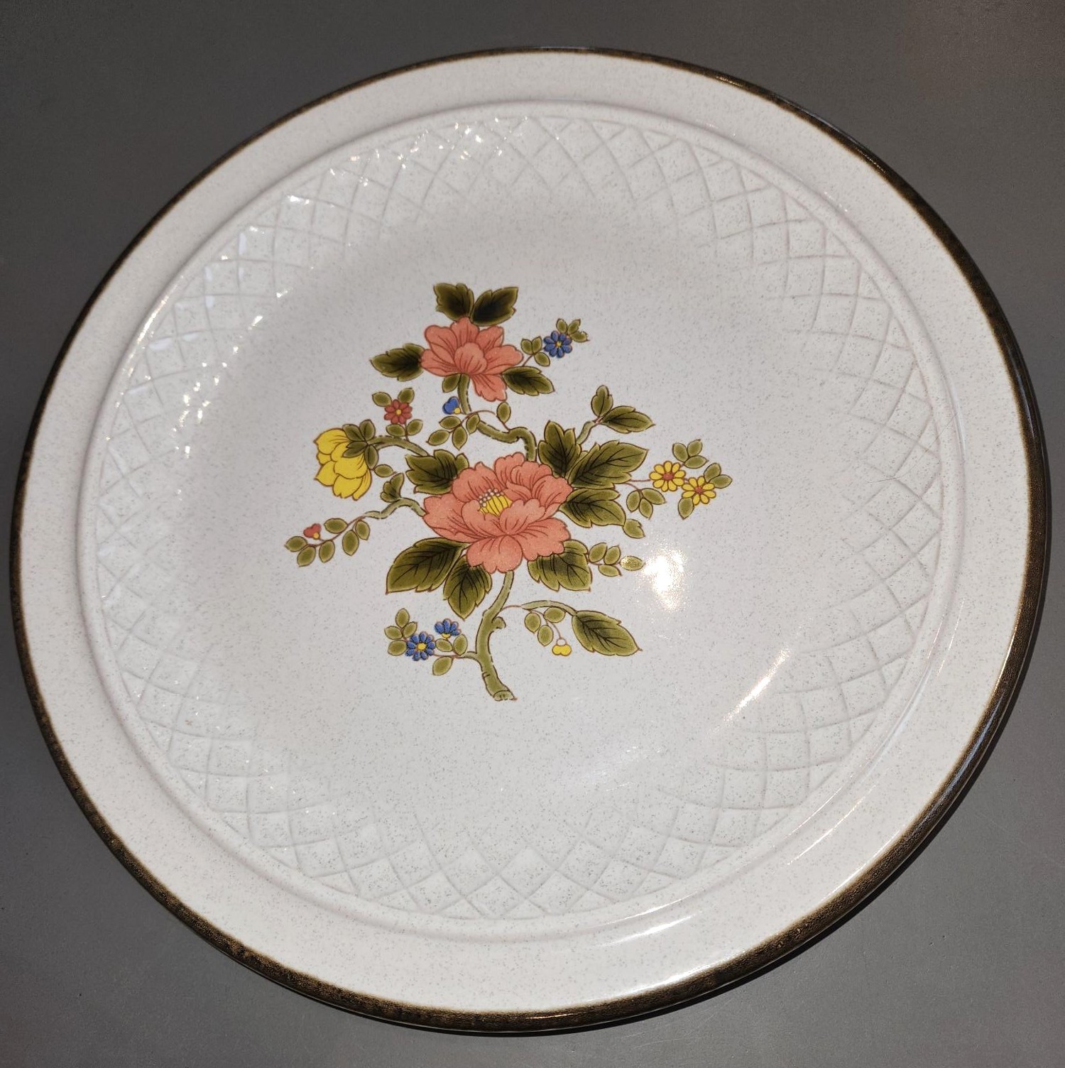 Pink "Peach Blossom" Flower NIKKO Stoneware Plate, 12 inch