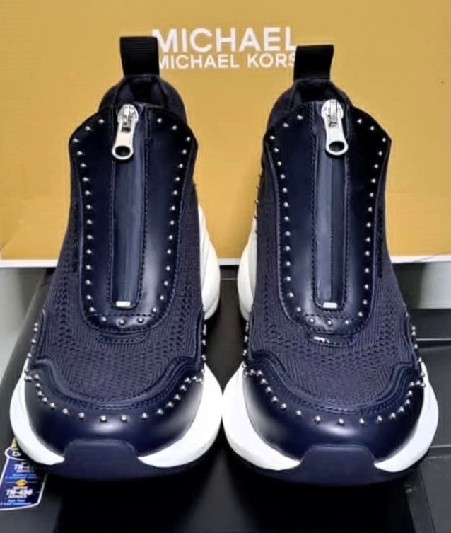 Brand New MICHAEL Michael Kors Zuma Studded Mixed-Media Wedge
