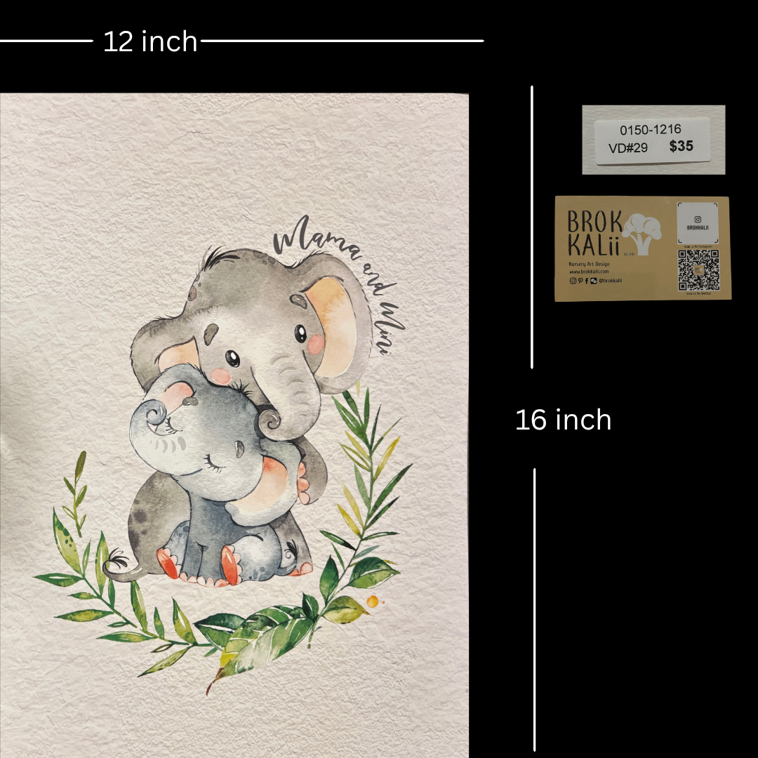Mama & Mini Elephant Art Print – 12” x 16” Nursery Wall Decor - photo 2