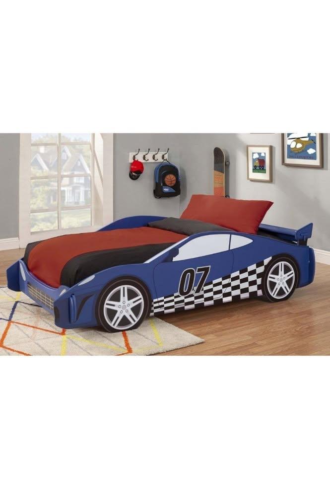Twin Wooden Kids Racecar Bed