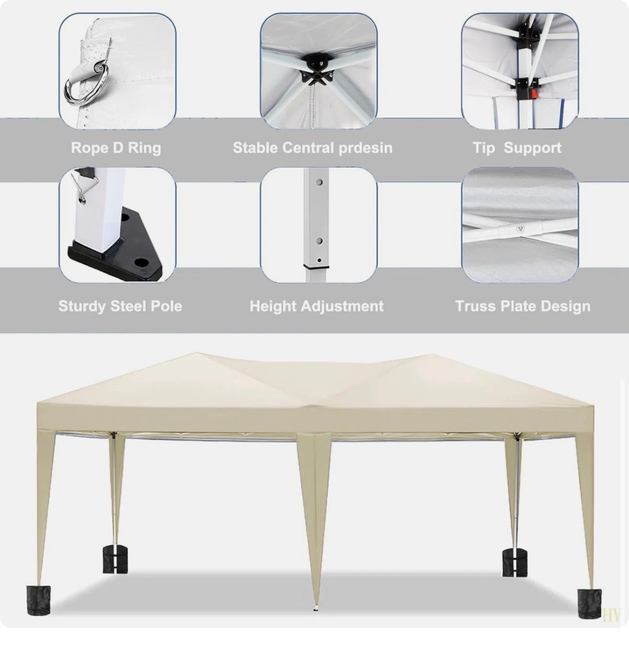 10'X20' Pop Up Canopy 6 Removable Sides Carry Bag Water/UV Proof - photo 4