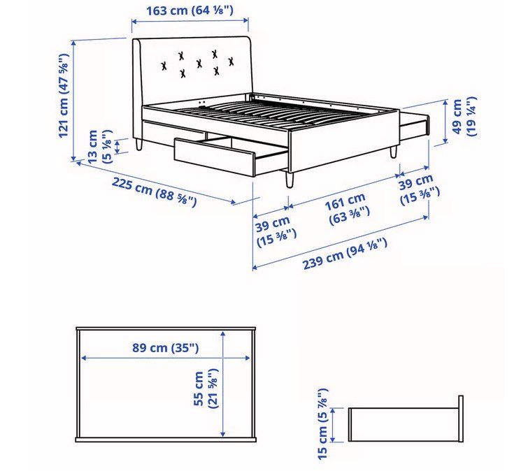 IKEA IDANÄS Pale Pink Upholstered Storage Bed Frame (Queen Size) - photo 4