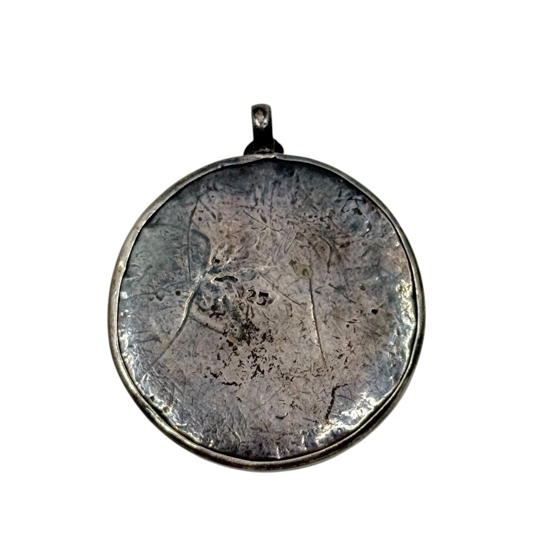 Vintage Indian sterling silver hand painting elephant pendant - photo 3