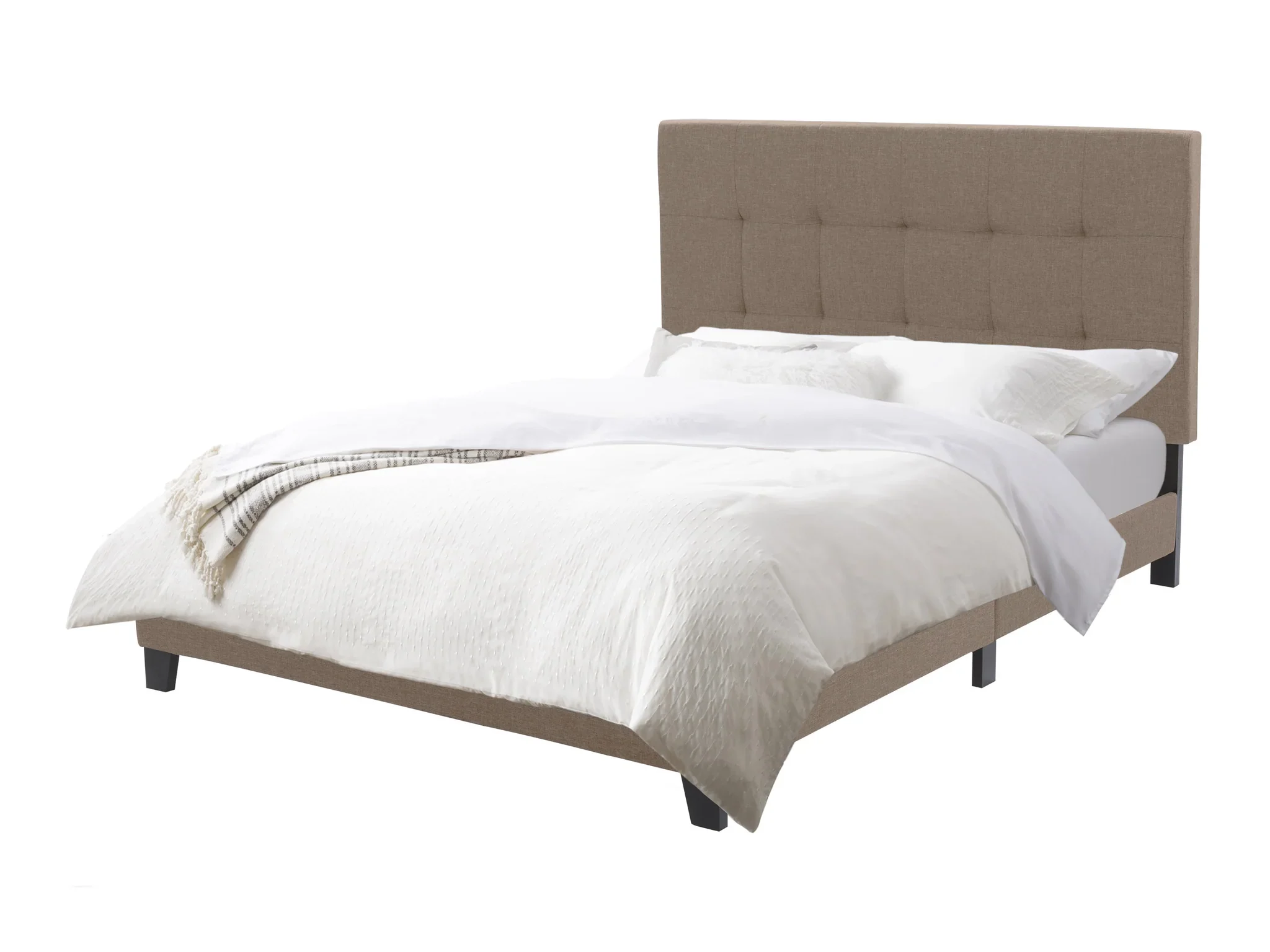 Warm Stone Tufted Queen Bed Frame | | No Box Spring Required - photo 3